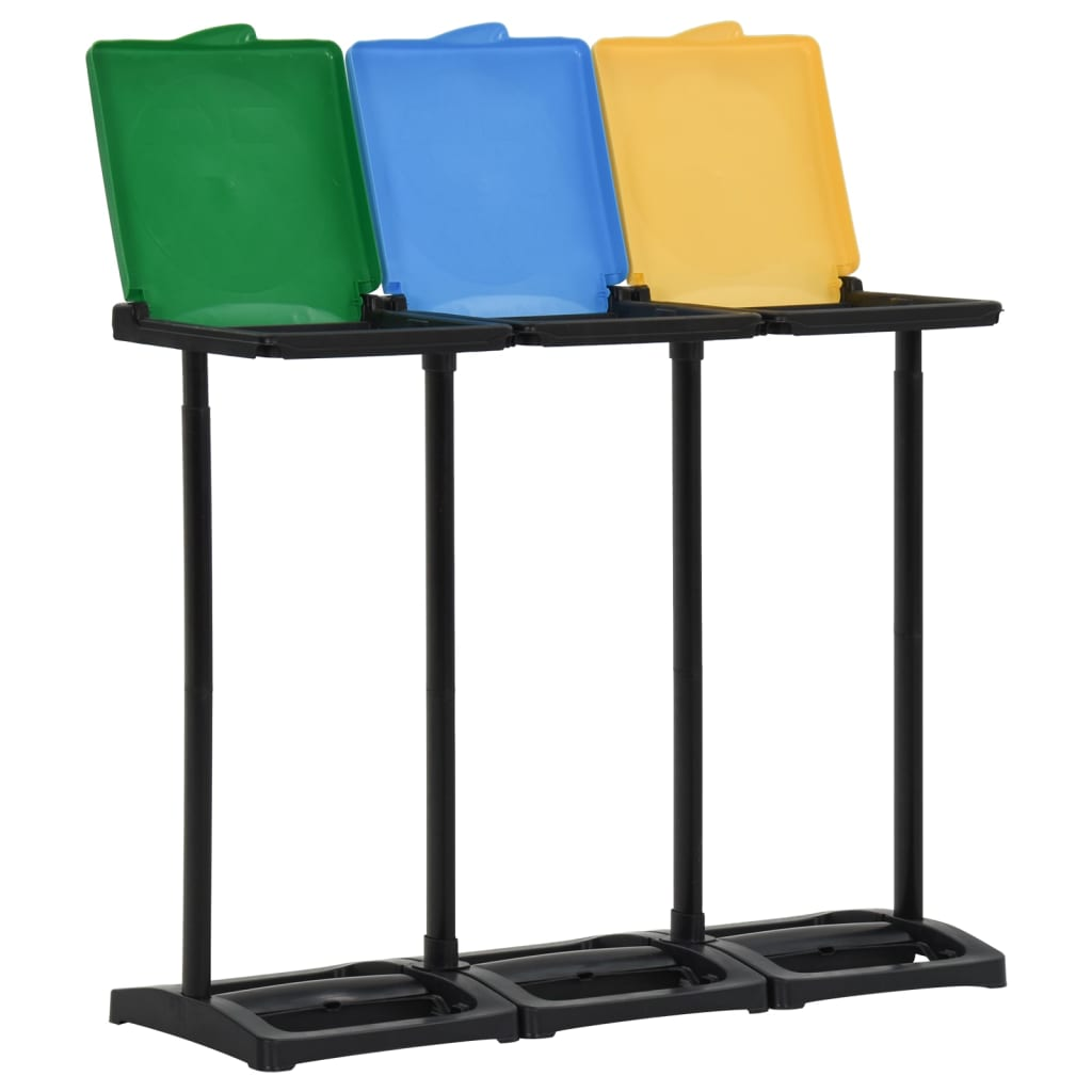 vidaXL Bin Bag Stands with Lid 63.4 gal-87.2 gal Multicolor PP