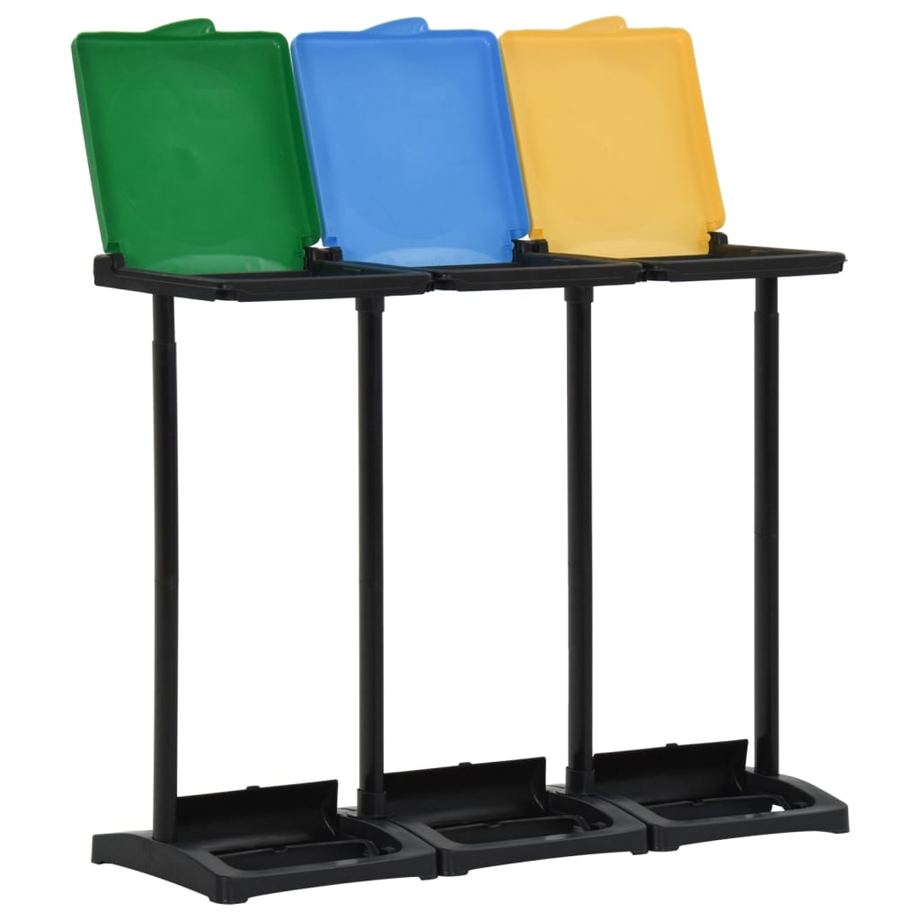 vidaXL Bin Bag Stands with Lid 63.4 gal-87.2 gal Multicolor PP