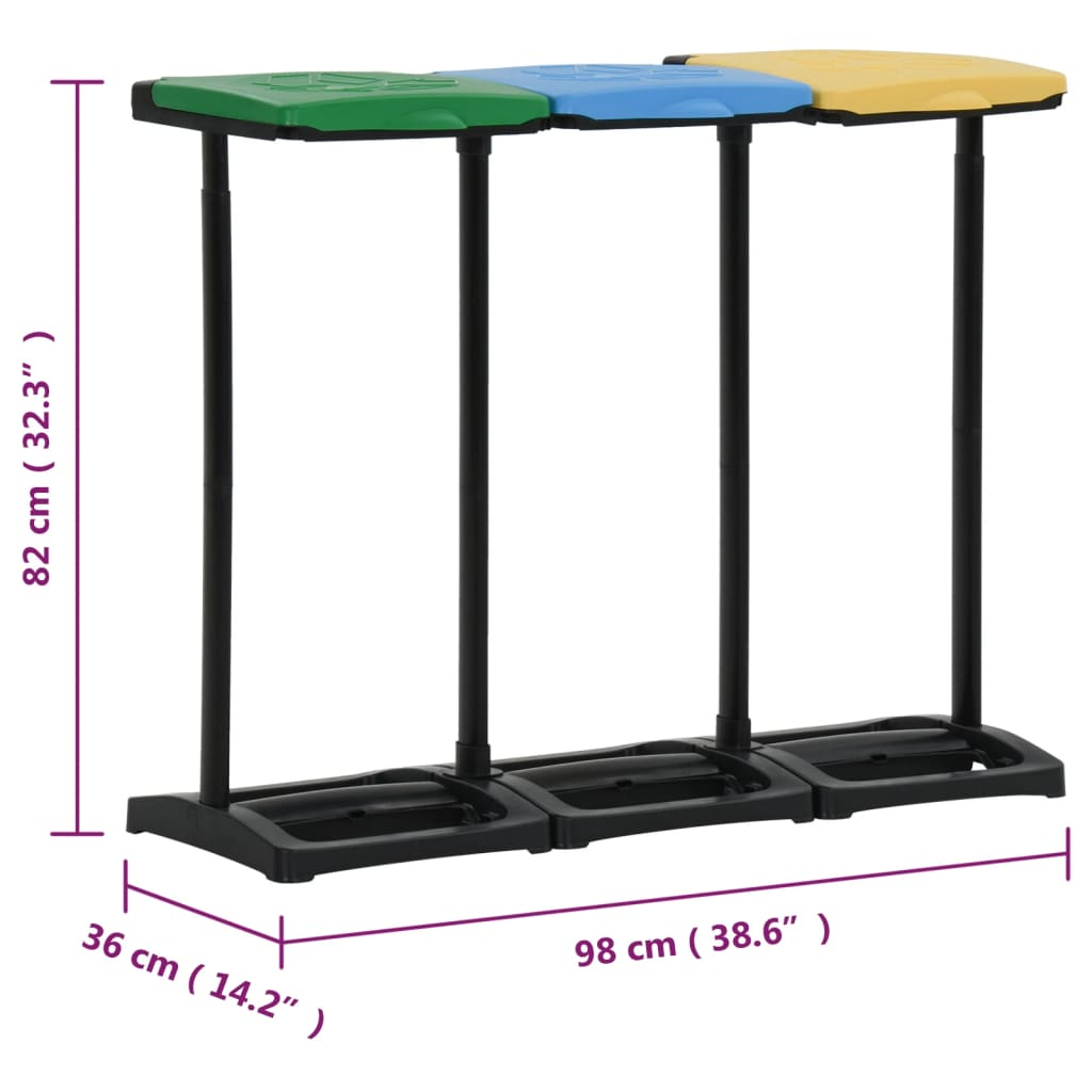 vidaXL Bin Bag Stands with Lid 63.4 gal-87.2 gal Multicolor PP