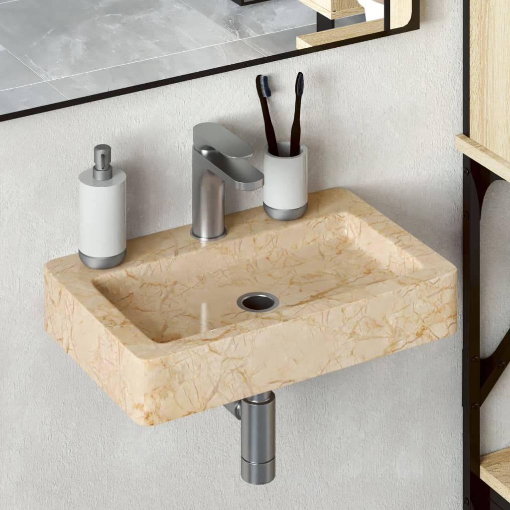 vidaXL Wall-mounted Sink Cream 15"x9.4"x2.6" Marble