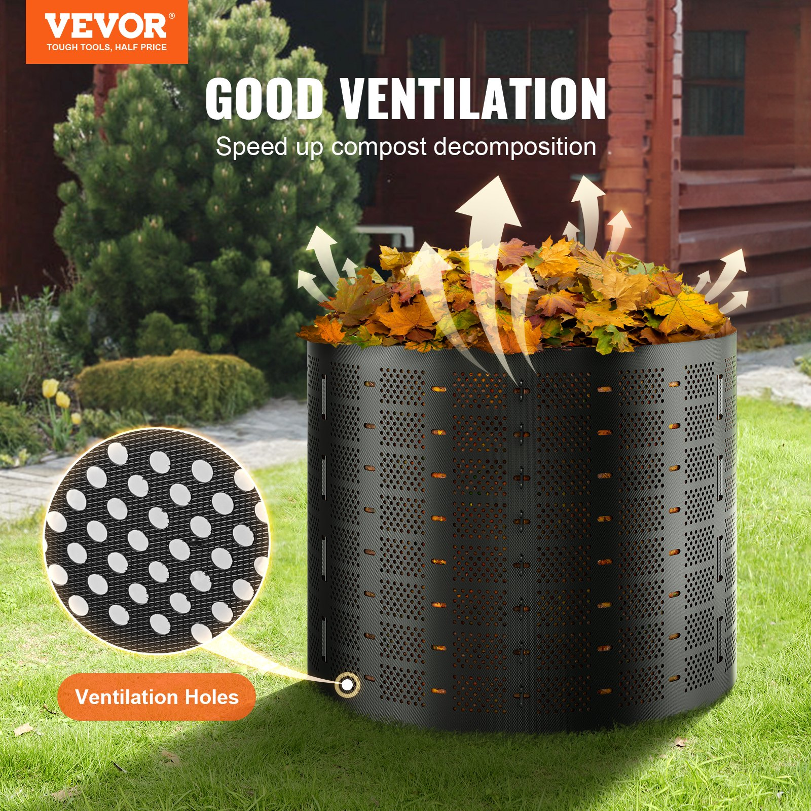 VEVOR Compost Bin 220 Gallon, Outdoor Expandable Composter, Easy to Setup & Large Capacity Composting Bin, Fast Creation of Fertile Soil