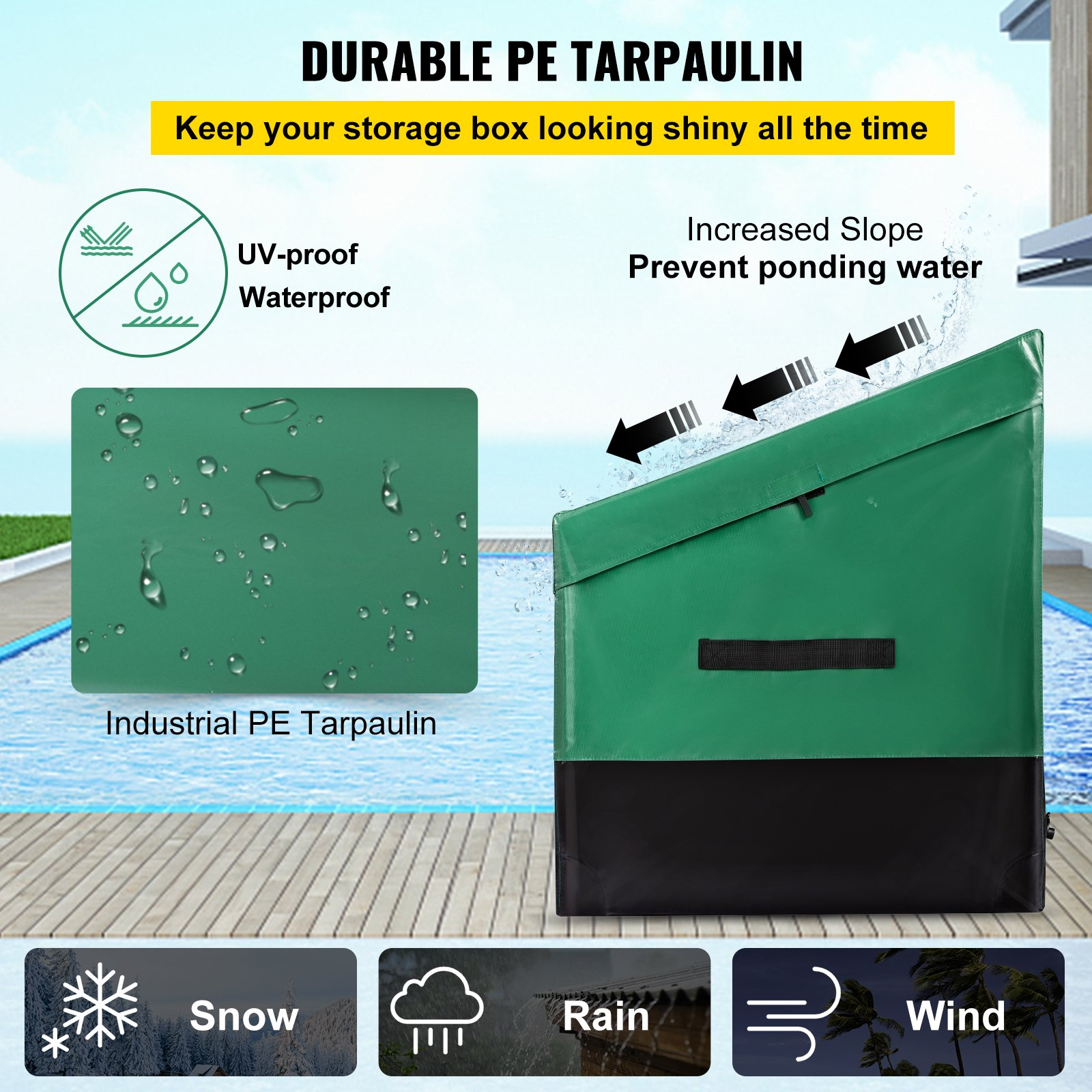 VEVOR Outdoor Storage Box Patio Deck Box 100 Gallon Waterproof PE Tarpaulin