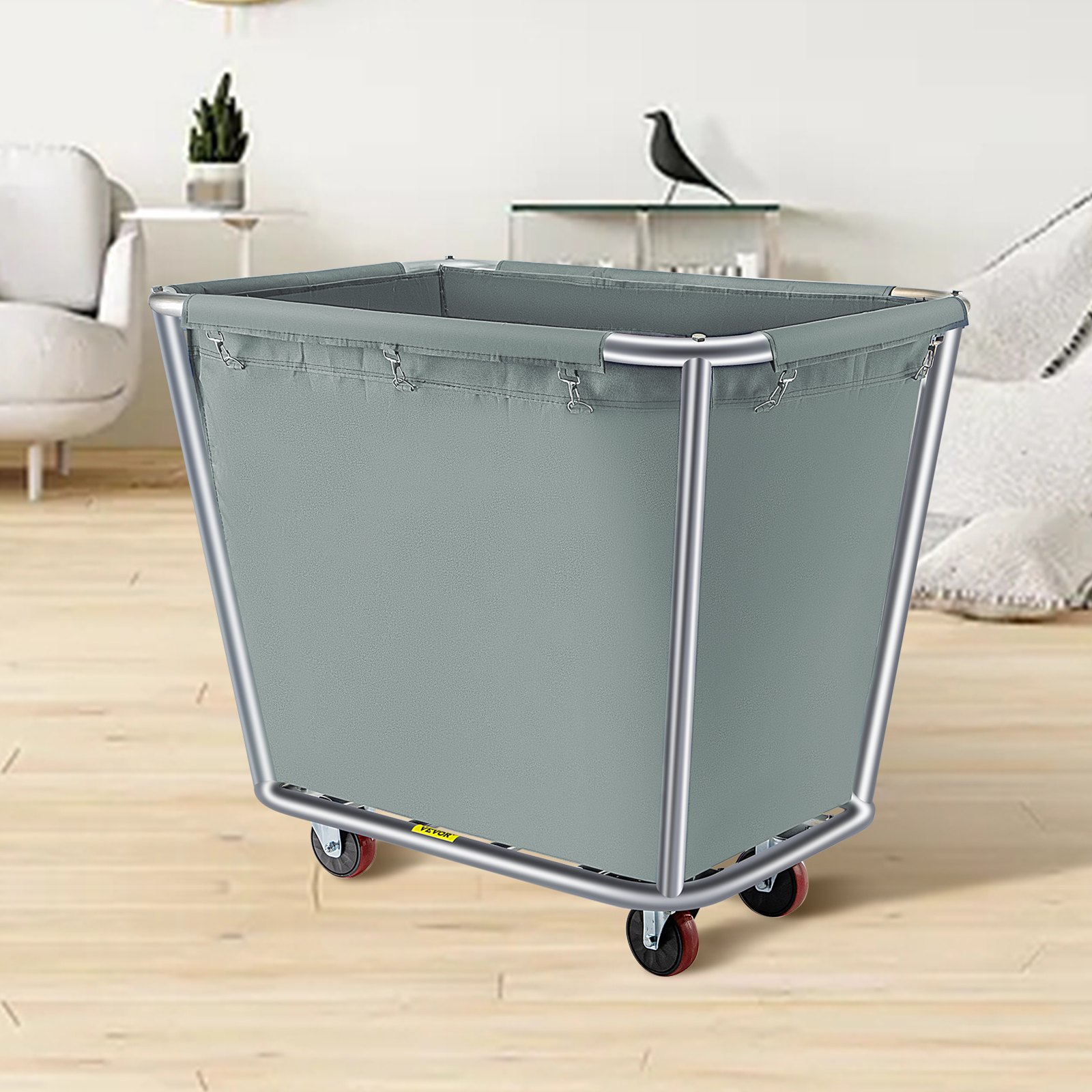 VEVOR Basket Truck, 10 Bushel Steel Canvas Laundry Basket, 3" Diameter Wheels Truck Cap Basket Canvas Laundry Cart Usually Used to Transport Clothes, Store Sundries Suitable for Hotel, Home, Hospital