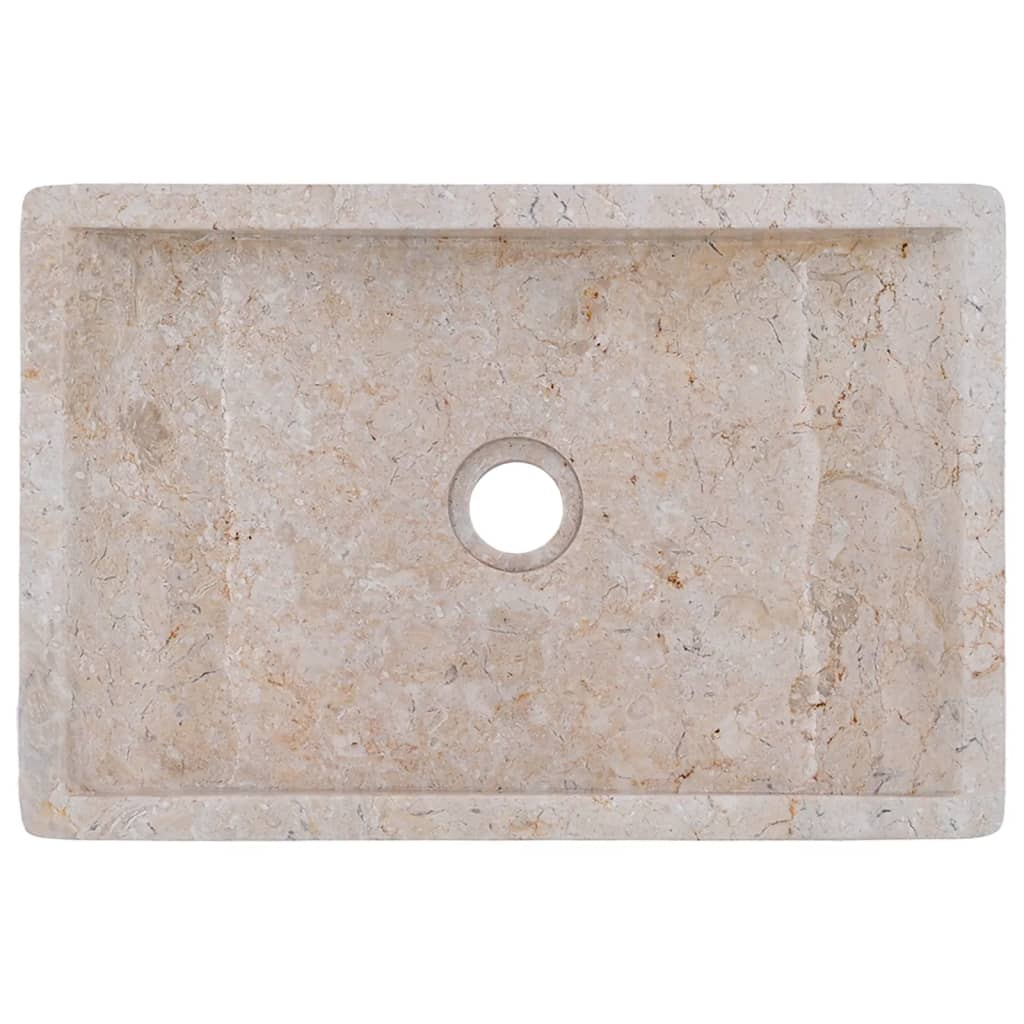 vidaXL Sink 17.7"x11.8"x4.7" Marble High Gloss Cream