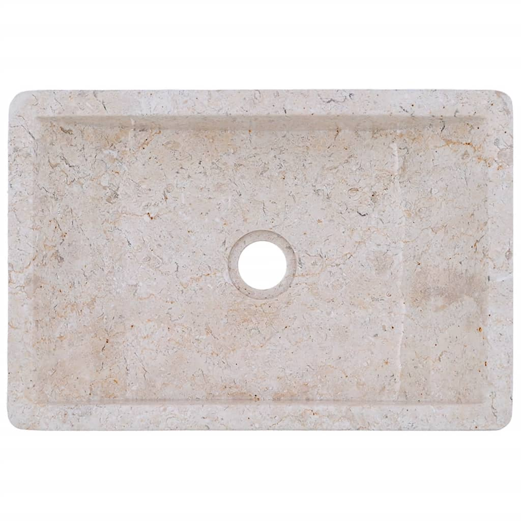 vidaXL Sink 17.7"x11.8"x4.7" Marble High Gloss Cream