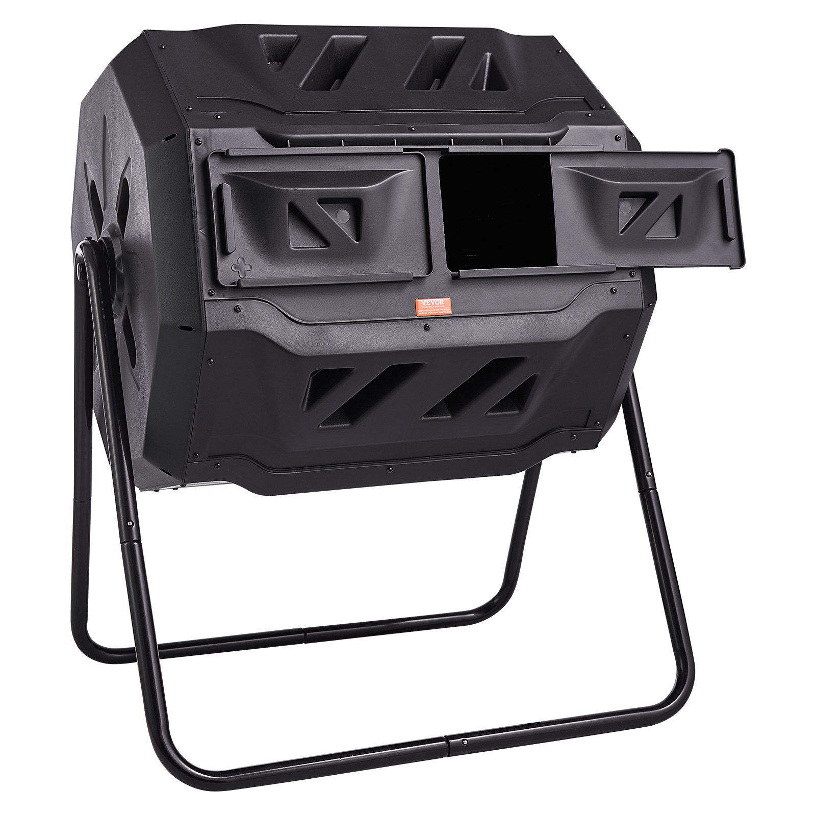 VEVOR Compost Bin, 43-Gal Dual Chamber Composting Tumbler, Large Tumbling Rotating Composter with 2 Sliding Doors and Steel Frame, BPA Free Composter Bin Tumbler for Garden, Kitchen, Yard, Outdoor