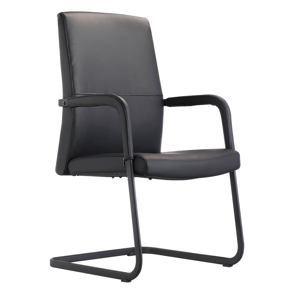 Evander Office Guest Chair in Black Leather