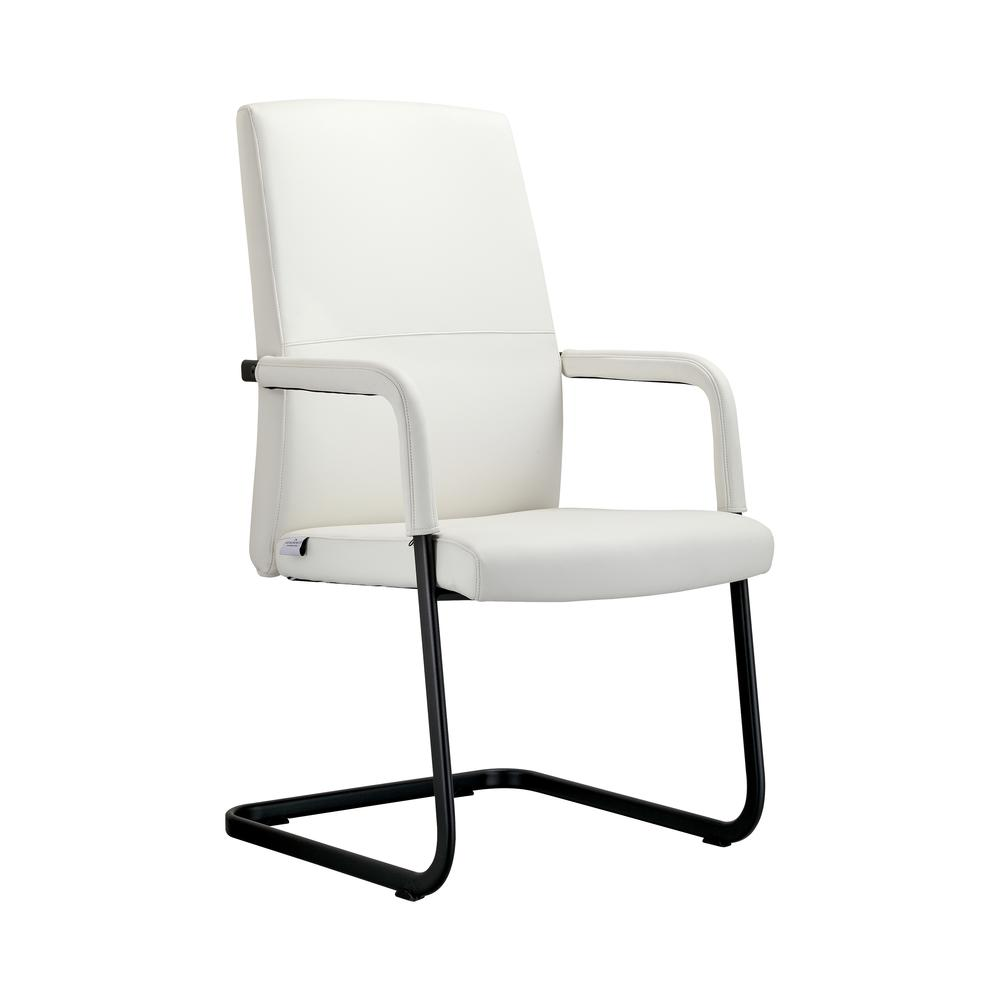 Evander Office Guest Chair in White Leather