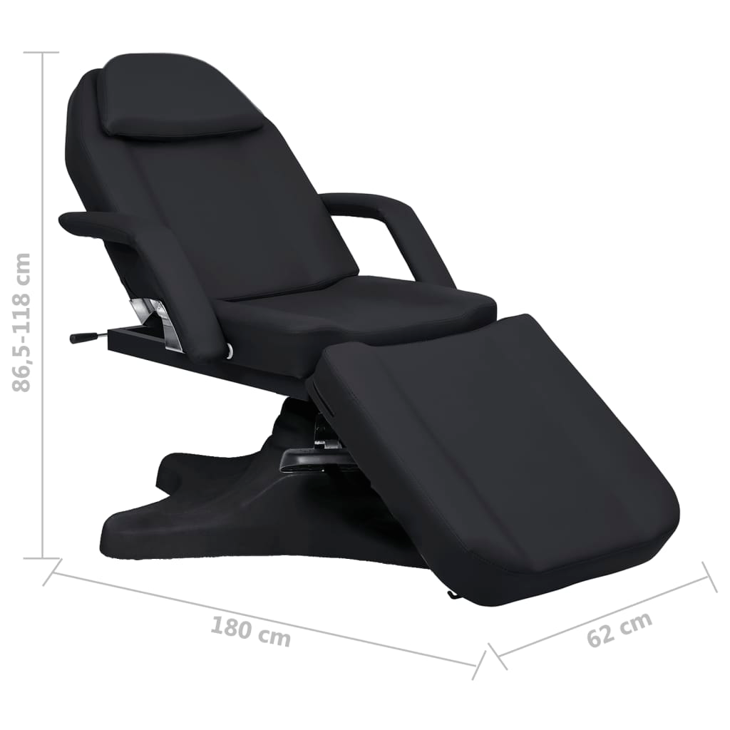 vidaXL Massage Table Black 70.9"x24.4"x(34.1"-46.5")