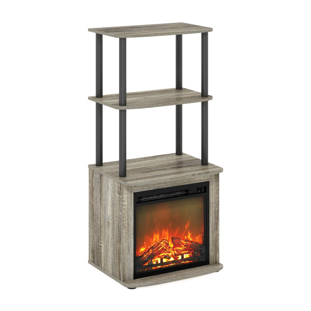 TV Entertainment Side Table Display Rack with Fireplace Insert