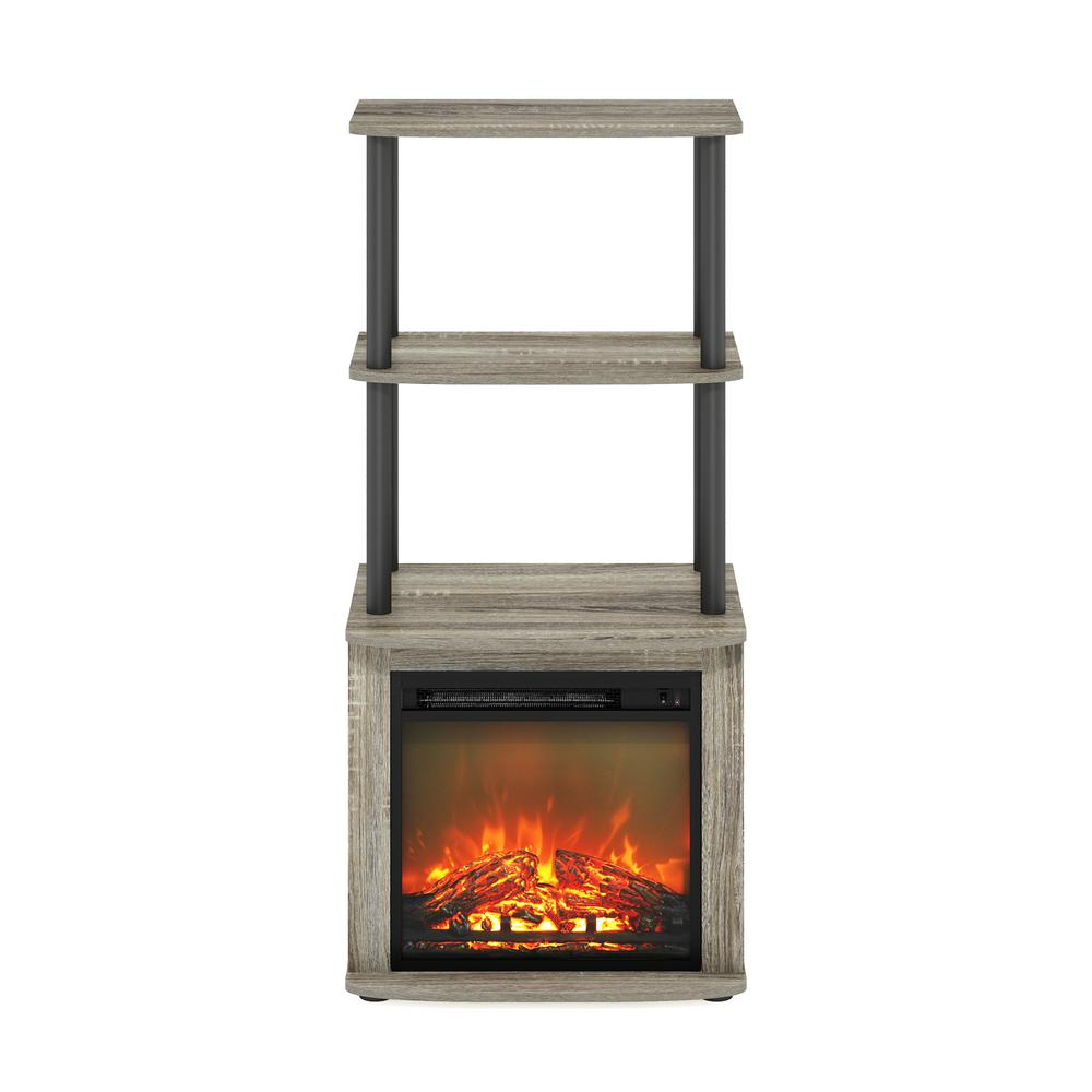 TV Entertainment Side Table Display Rack with Fireplace Insert