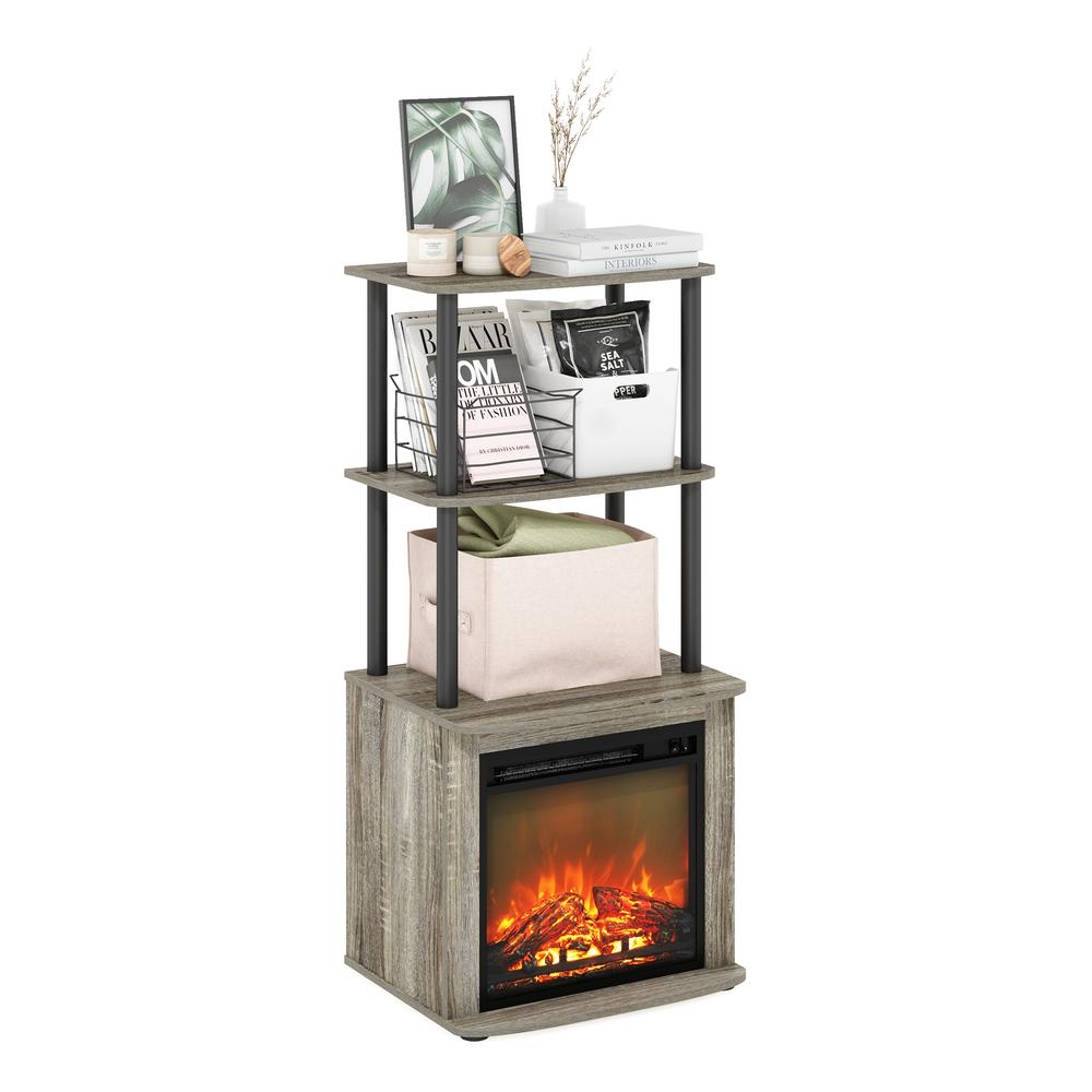 TV Entertainment Side Table Display Rack with Fireplace Insert