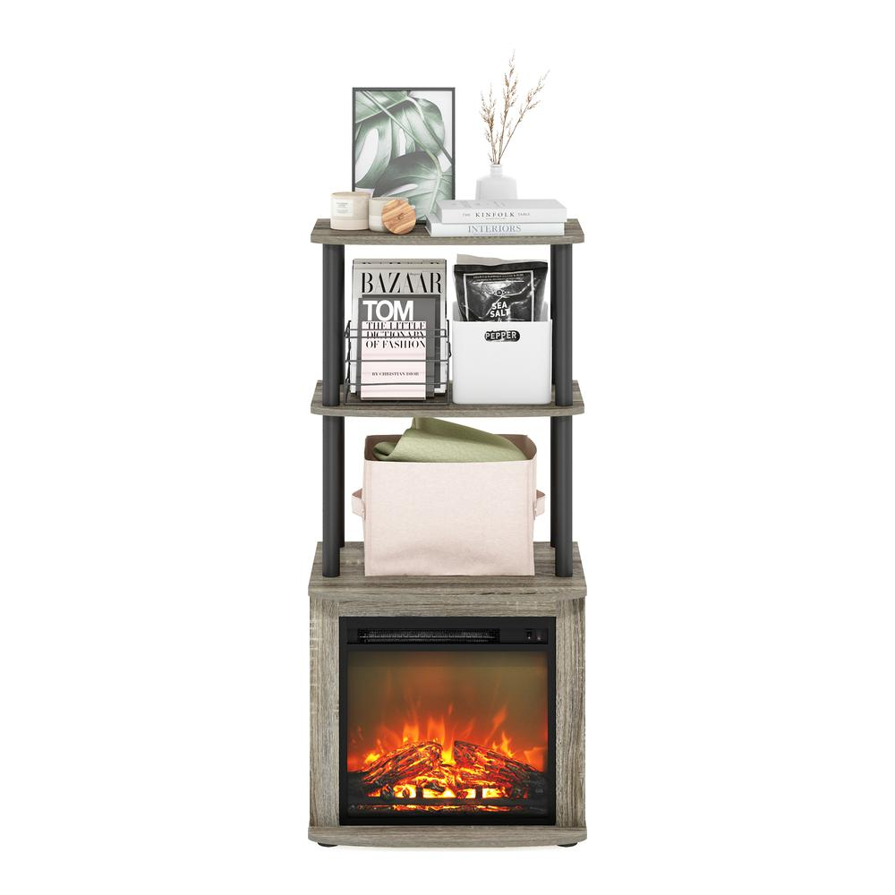 TV Entertainment Side Table Display Rack with Fireplace Insert