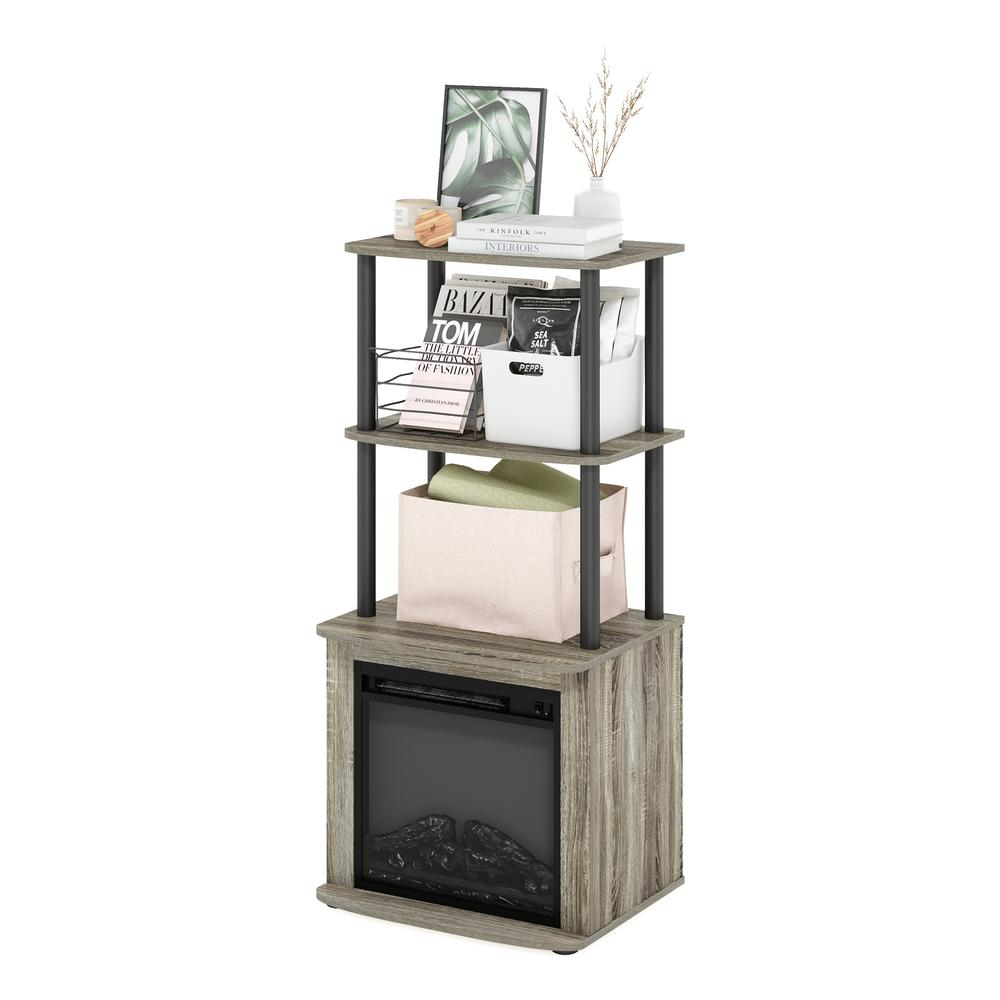 TV Entertainment Side Table Display Rack with Fireplace Insert