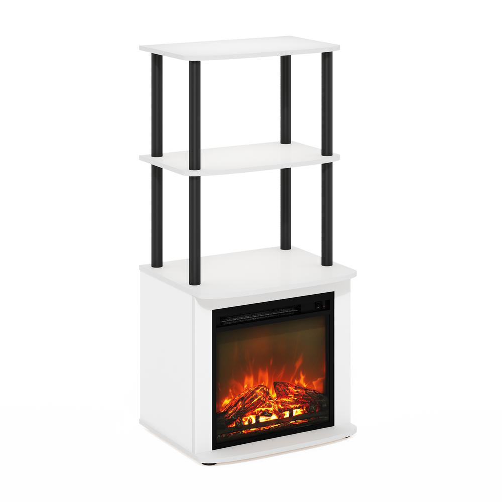 TV Entertainment Side Table Display Rack with Fireplace Insert