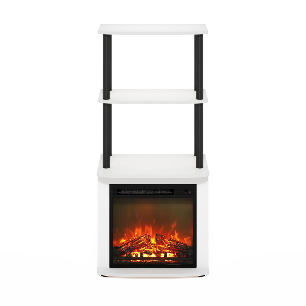 TV Entertainment Side Table Display Rack with Fireplace Insert