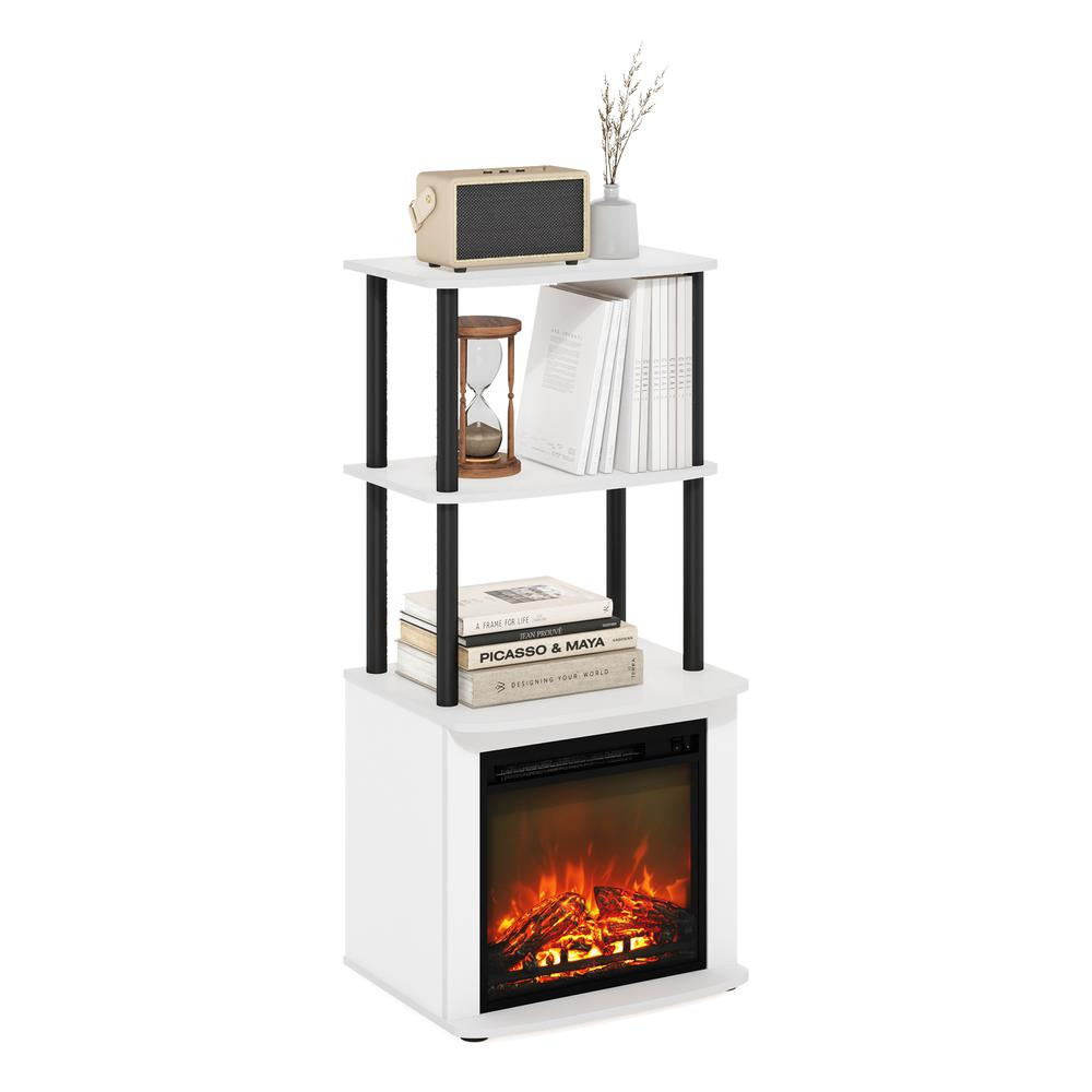 TV Entertainment Side Table Display Rack with Fireplace Insert