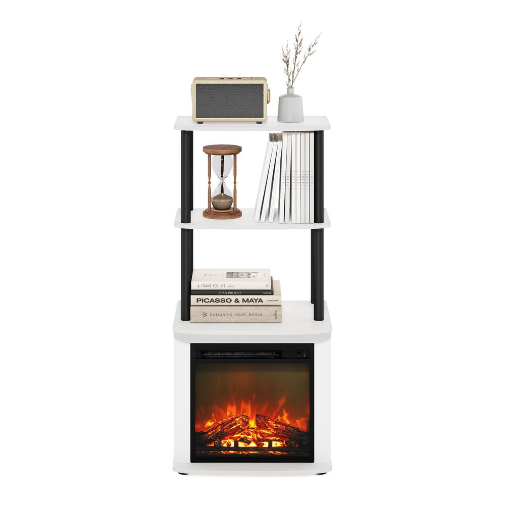 TV Entertainment Side Table Display Rack with Fireplace Insert