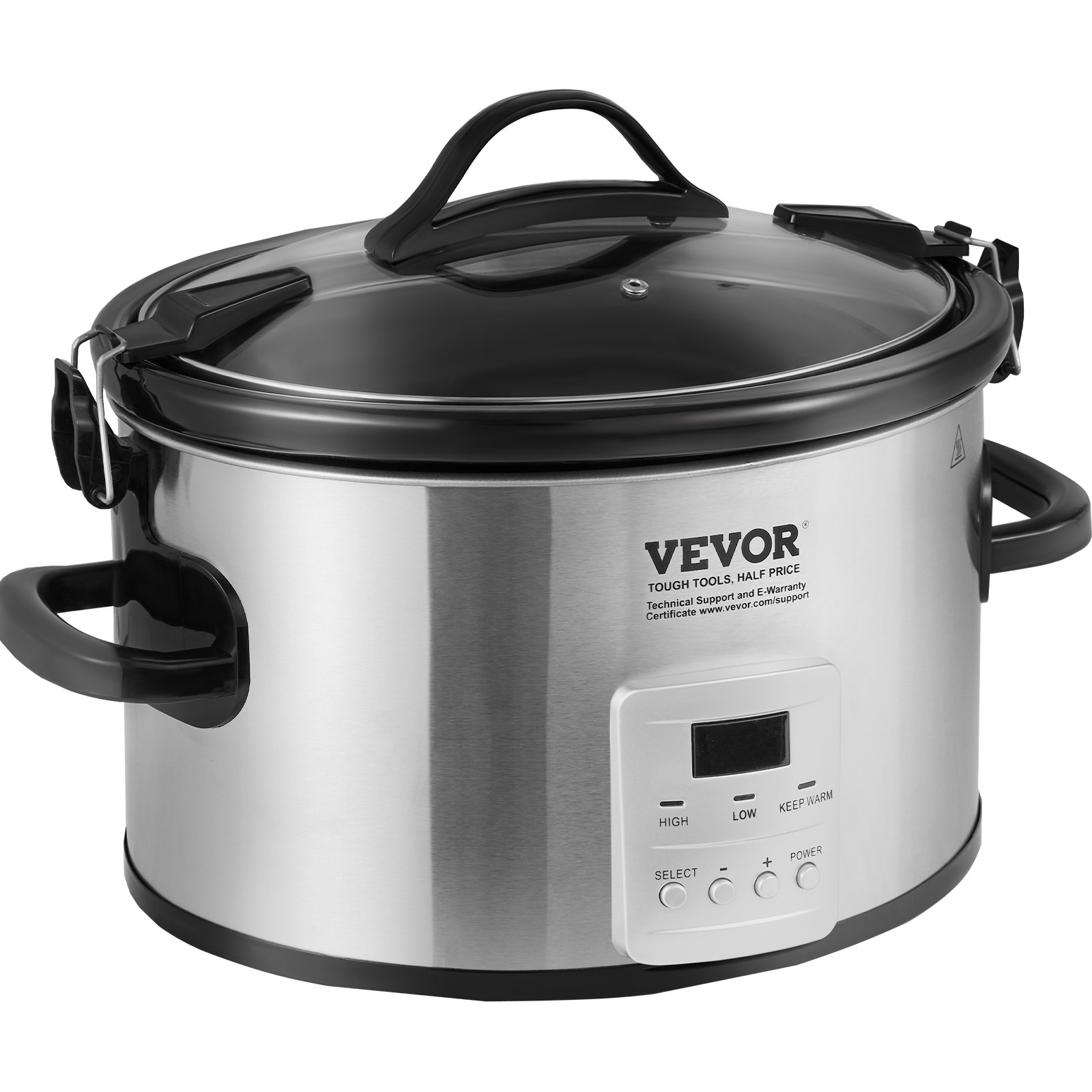 VEVOR Slow Cooker, 8QT 320W Electric Slow Cooker Pot with 3-Level Heat Settings Digital Slow Cookers with 20 Hours Max Timer, Locking Lid, Ceramic Inner Pot for Home/Commercial Use