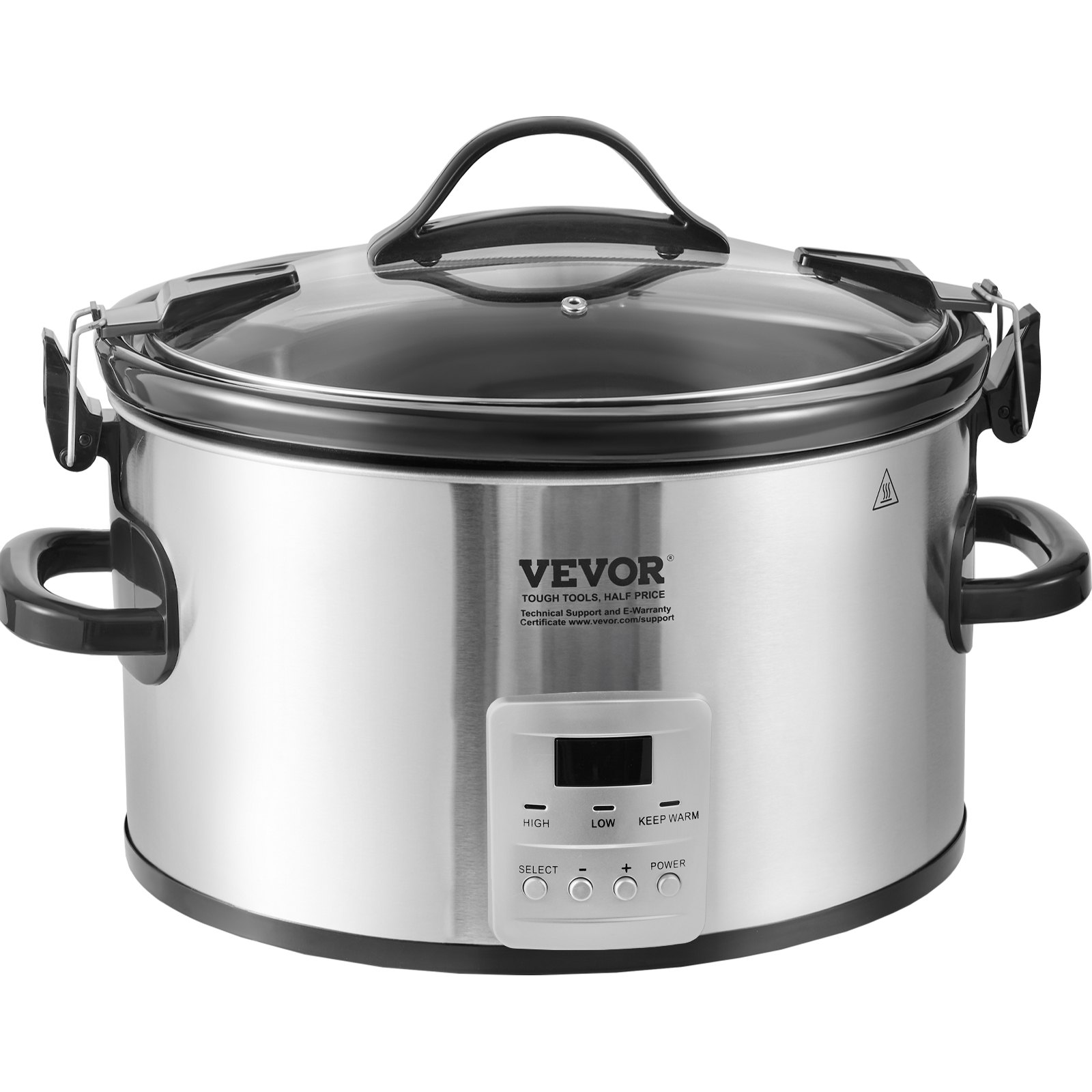 VEVOR Slow Cooker, 8QT 320W Electric Slow Cooker Pot with 3-Level Heat Settings Digital Slow Cookers with 20 Hours Max Timer, Locking Lid, Ceramic Inner Pot for Home/Commercial Use