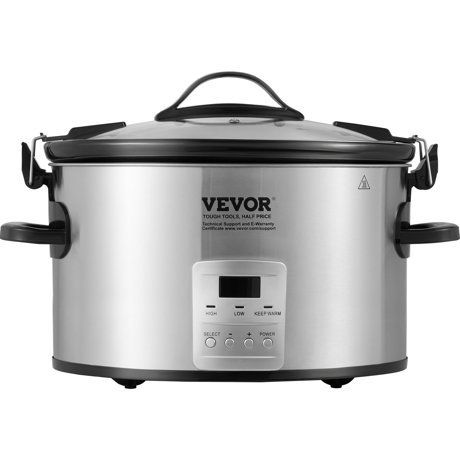 VEVOR Slow Cooker, 8QT 320W Electric Slow Cooker Pot with 3-Level Heat Settings Digital Slow Cookers with 20 Hours Max Timer, Locking Lid, Ceramic Inner Pot for Home/Commercial Use