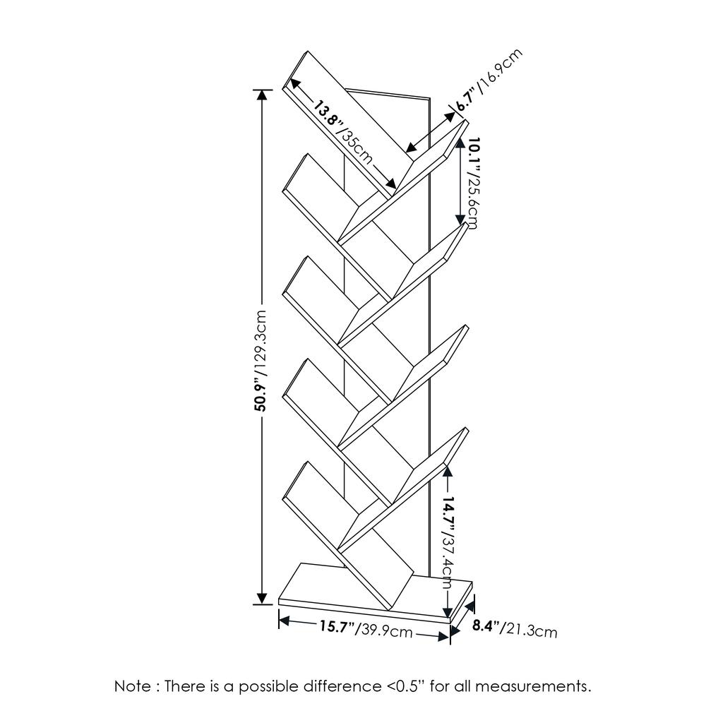 Furinno Tree Bookshelf 9-Tier Floor Standing Tree Bookcase, French Oak