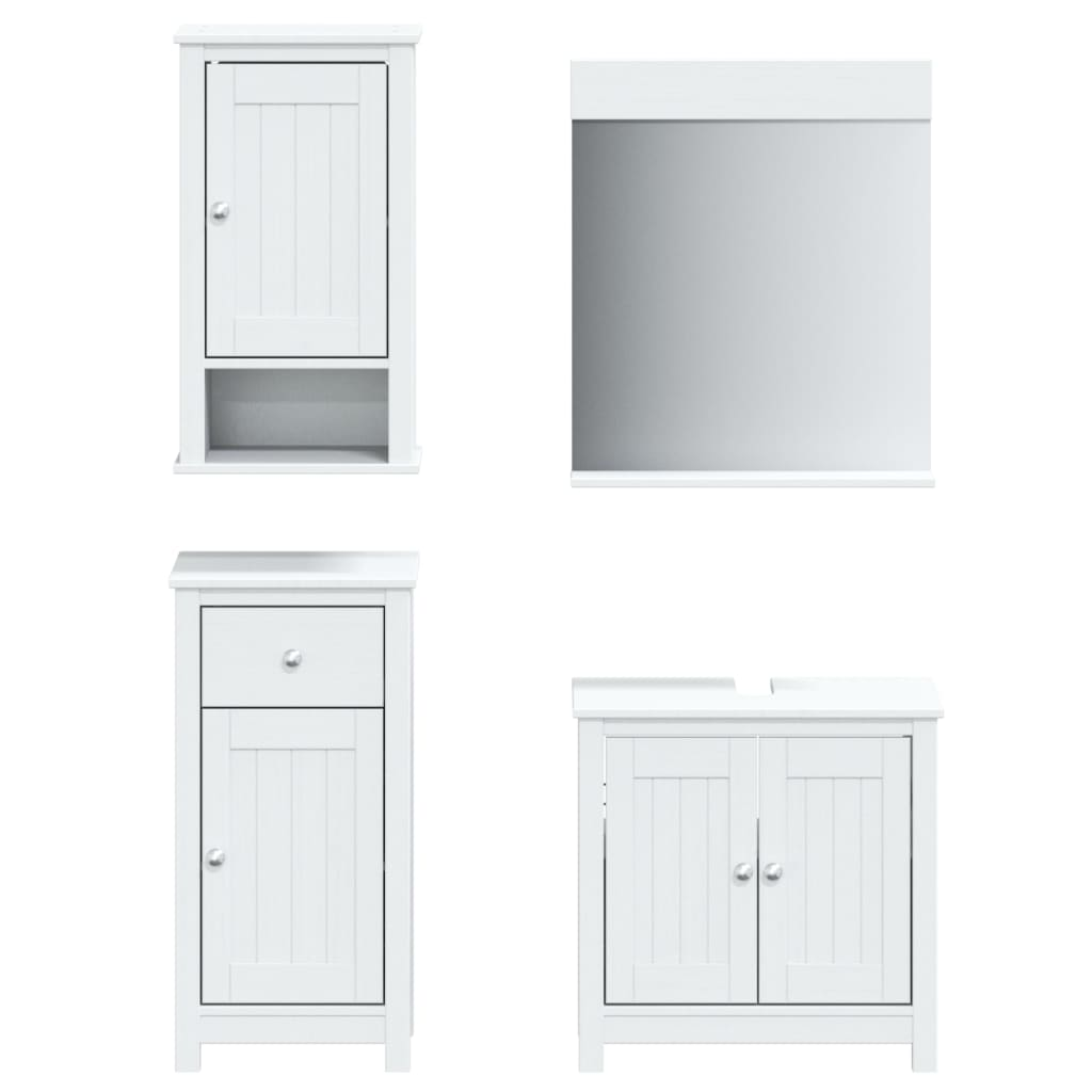 vidaXL 4 Piece Bathroom Furniture Set BERG White Solid Wood Pine