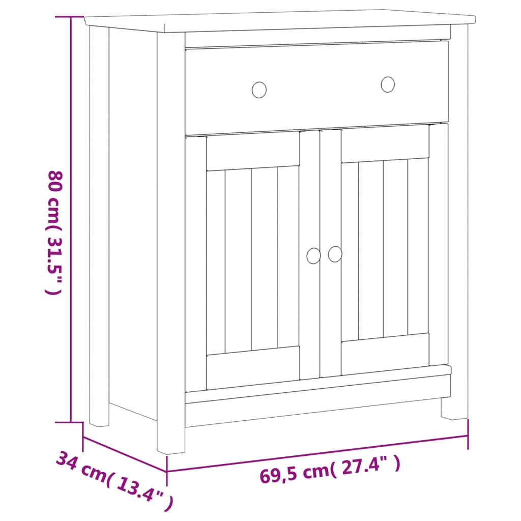 vidaXL Bathroom Cabinet BERG White 27.4"x13.4"x31.5" Solid Wood Pine