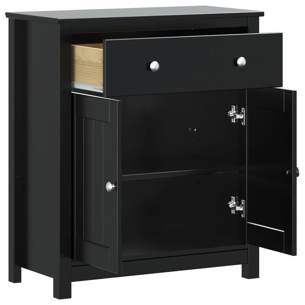 vidaXL Bathroom Cabinet BERG Black 27.4"x13.4"x31.5" Solid Wood Pine