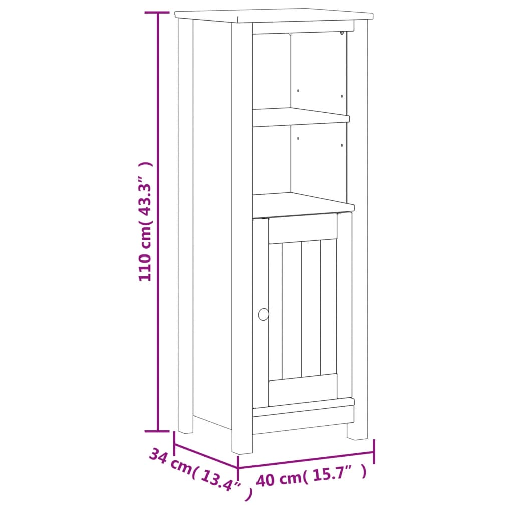 vidaXL Bathroom Cabinet BERG White 15.7"x13.4"x43.3" Solid Wood Pine