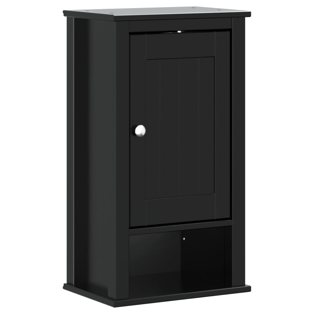 vidaXL Bathroom Wall Cabinet BERG Black 15.7"x10.6"x28.1" Solid Wood Pine