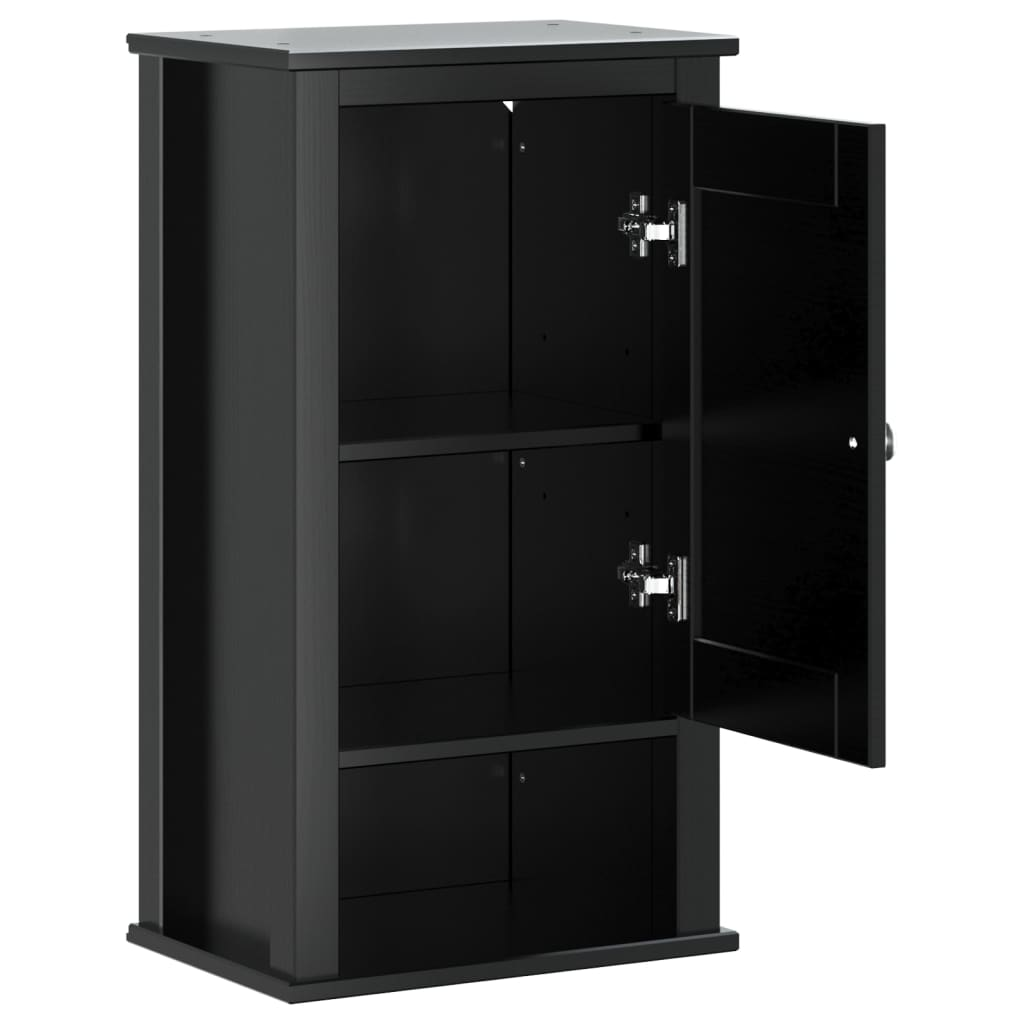 vidaXL Bathroom Wall Cabinet BERG Black 15.7"x10.6"x28.1" Solid Wood Pine