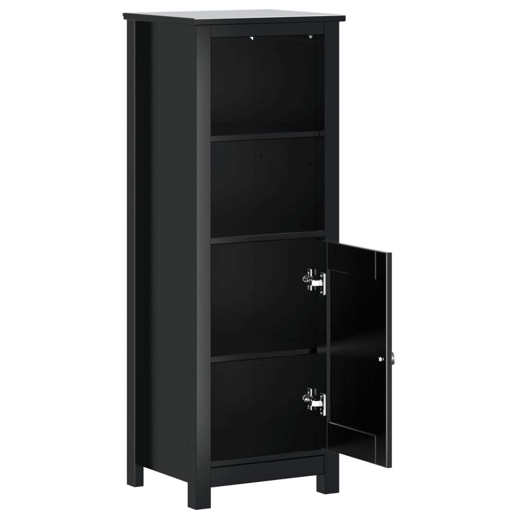 vidaXL Bathroom Cabinet BERG Black 15.7"x13.4"x43.3" Solid Wood Pine