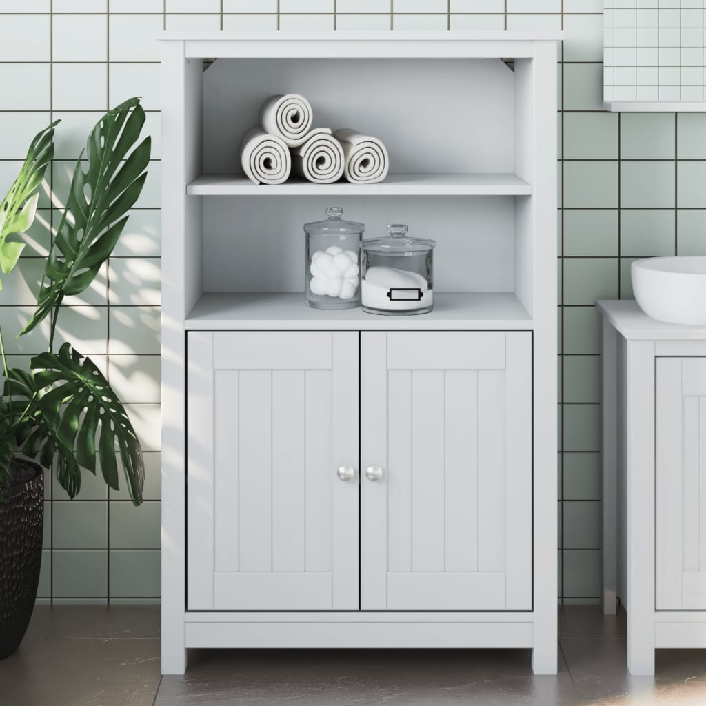 vidaXL Bathroom Cabinet BERG White 27.4"x13.4"x43.3" Solid Wood Pine