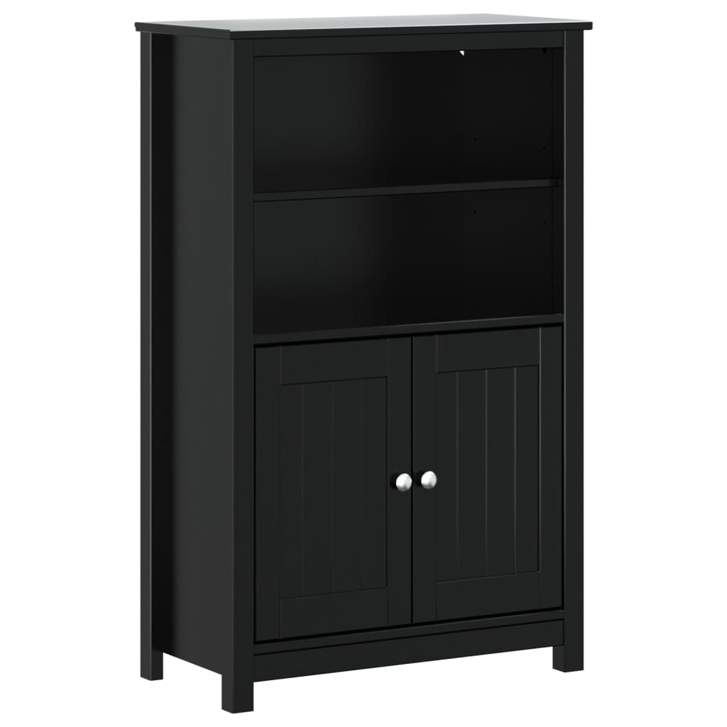 vidaXL Bathroom Cabinet BERG Black 27.4"x13.4"x43.3" Solid Wood Pine