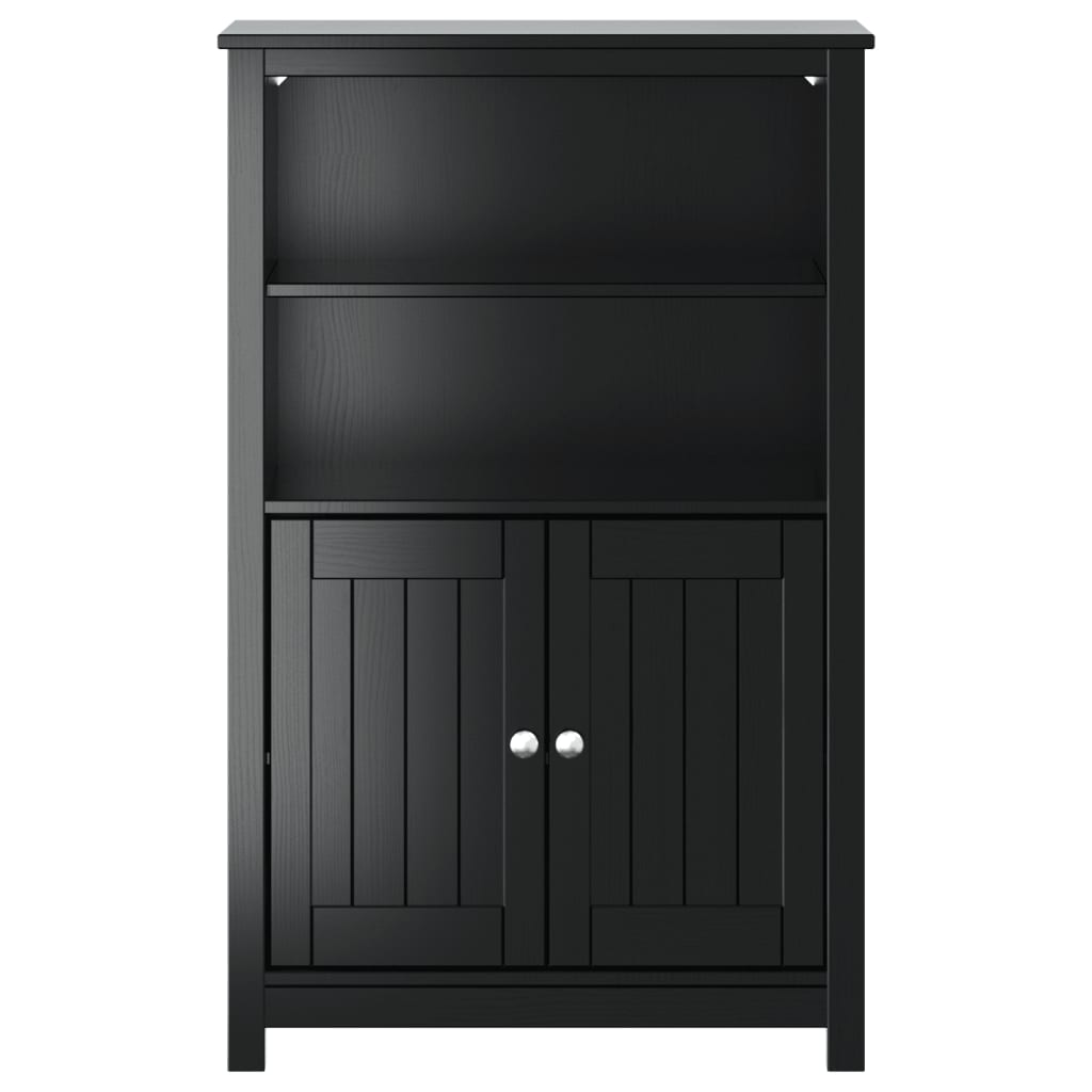 vidaXL Bathroom Cabinet BERG Black 27.4"x13.4"x43.3" Solid Wood Pine