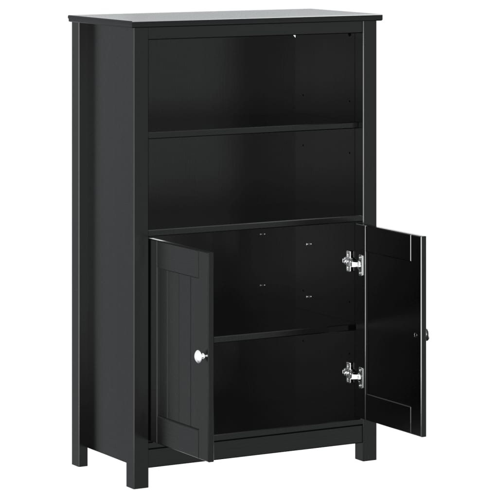 vidaXL Bathroom Cabinet BERG Black 27.4"x13.4"x43.3" Solid Wood Pine