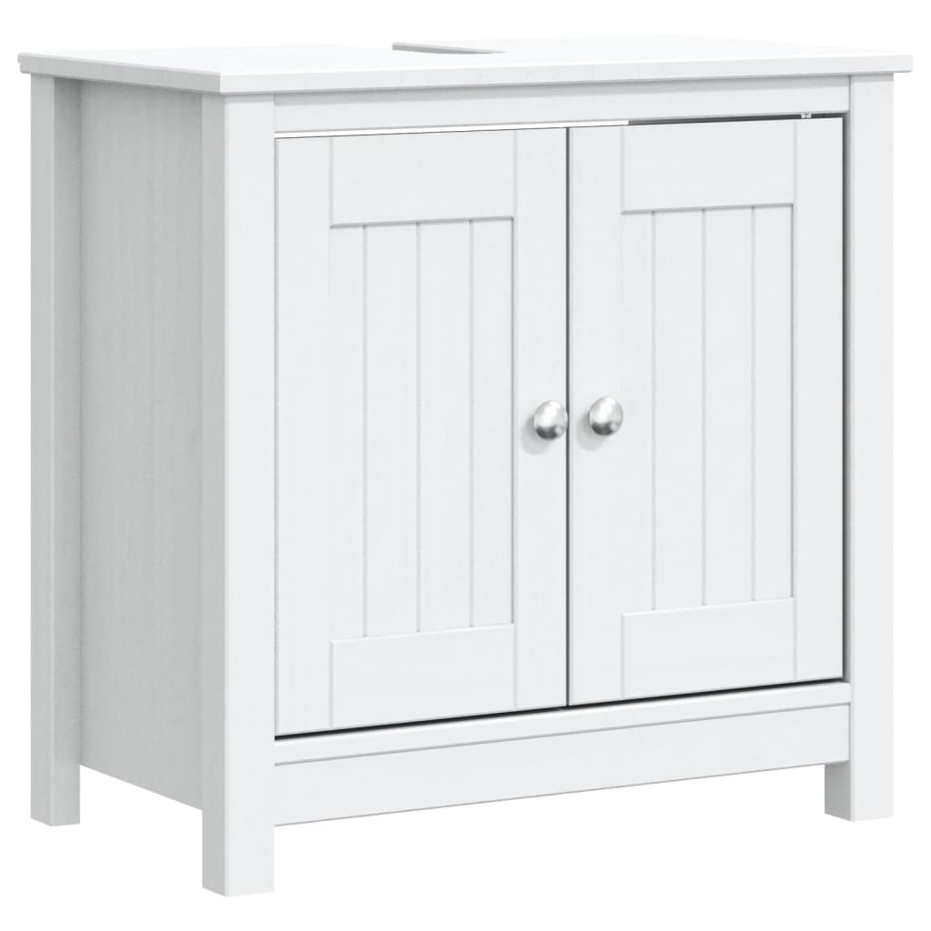 vidaXL Bathroom Sink Cabinet BERG White 23.6"x13.4"x23.2" Solid Wood Pine