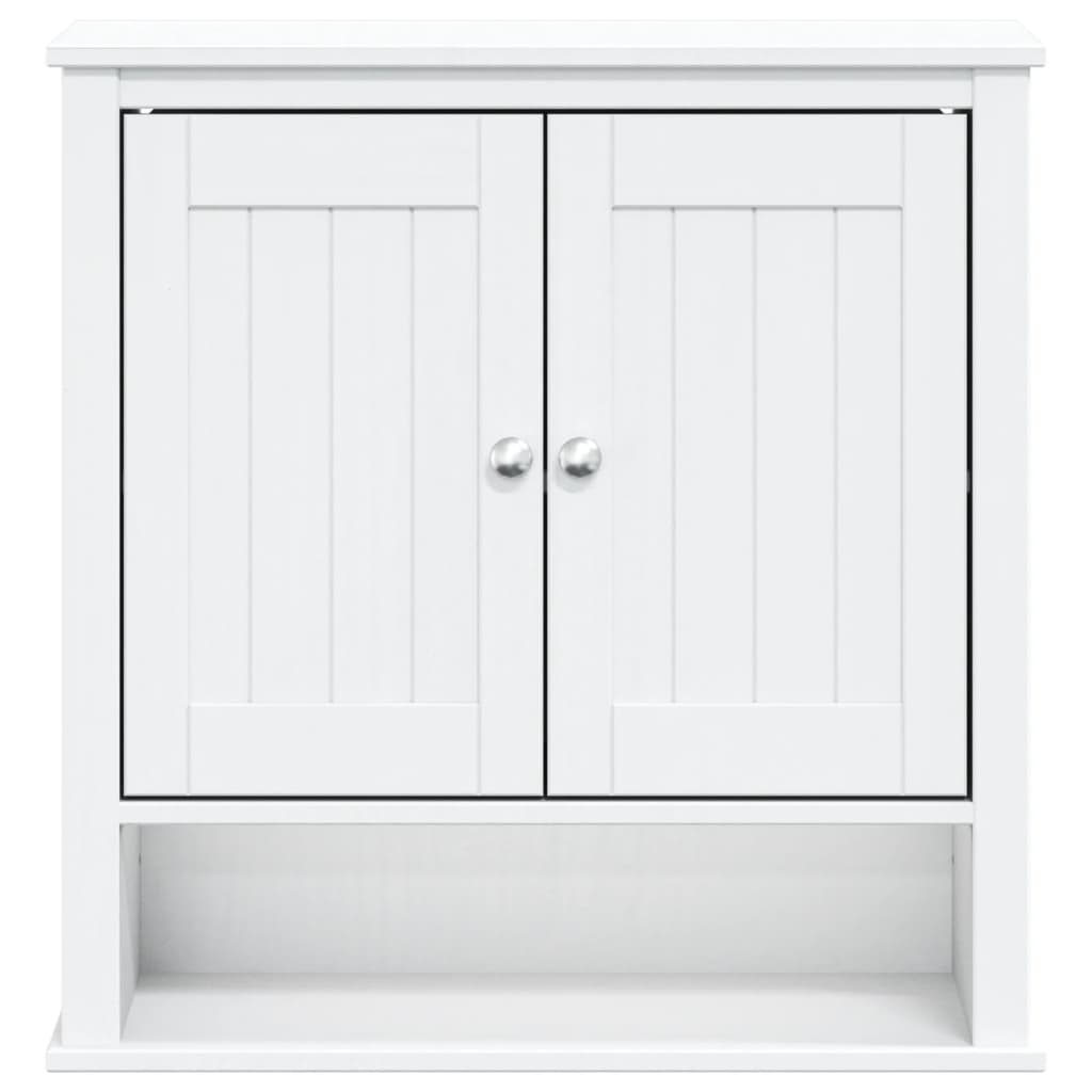 vidaXL Bathroom Wall Cabinet BERG White 27.4"x10.6"x28.1" Solid Wood