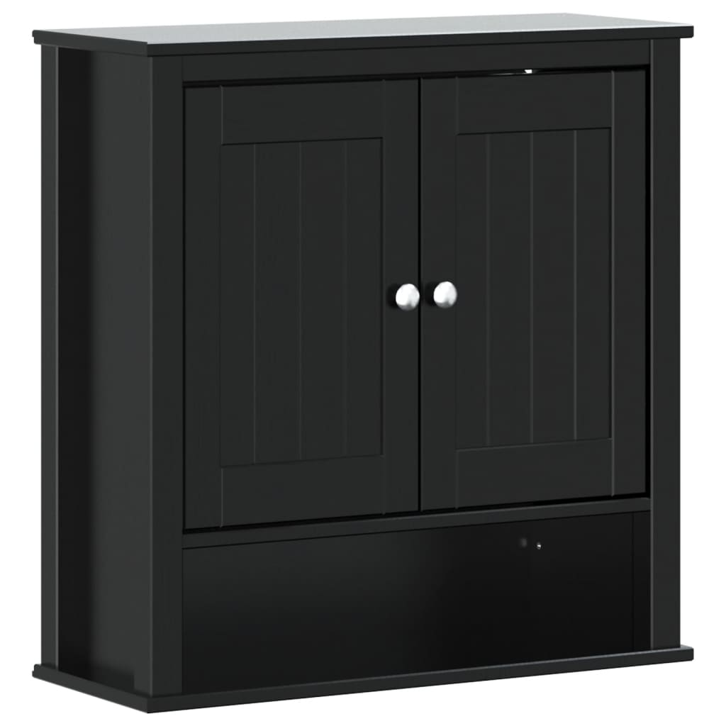 vidaXL Bathroom Wall Cabinet BERG Black 27.4"x10.6"x28.1" Solid Wood