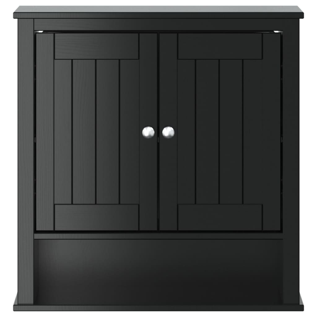 vidaXL Bathroom Wall Cabinet BERG Black 27.4"x10.6"x28.1" Solid Wood