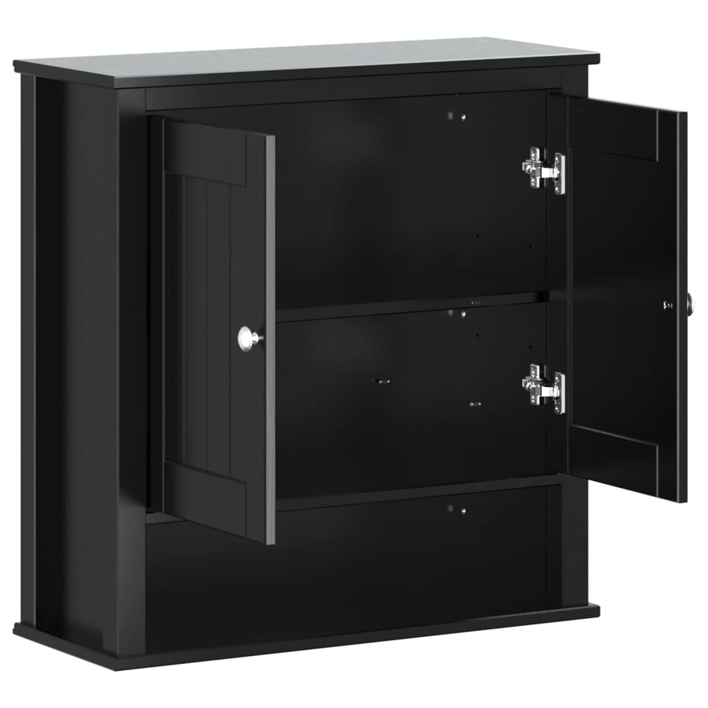 vidaXL Bathroom Wall Cabinet BERG Black 27.4"x10.6"x28.1" Solid Wood