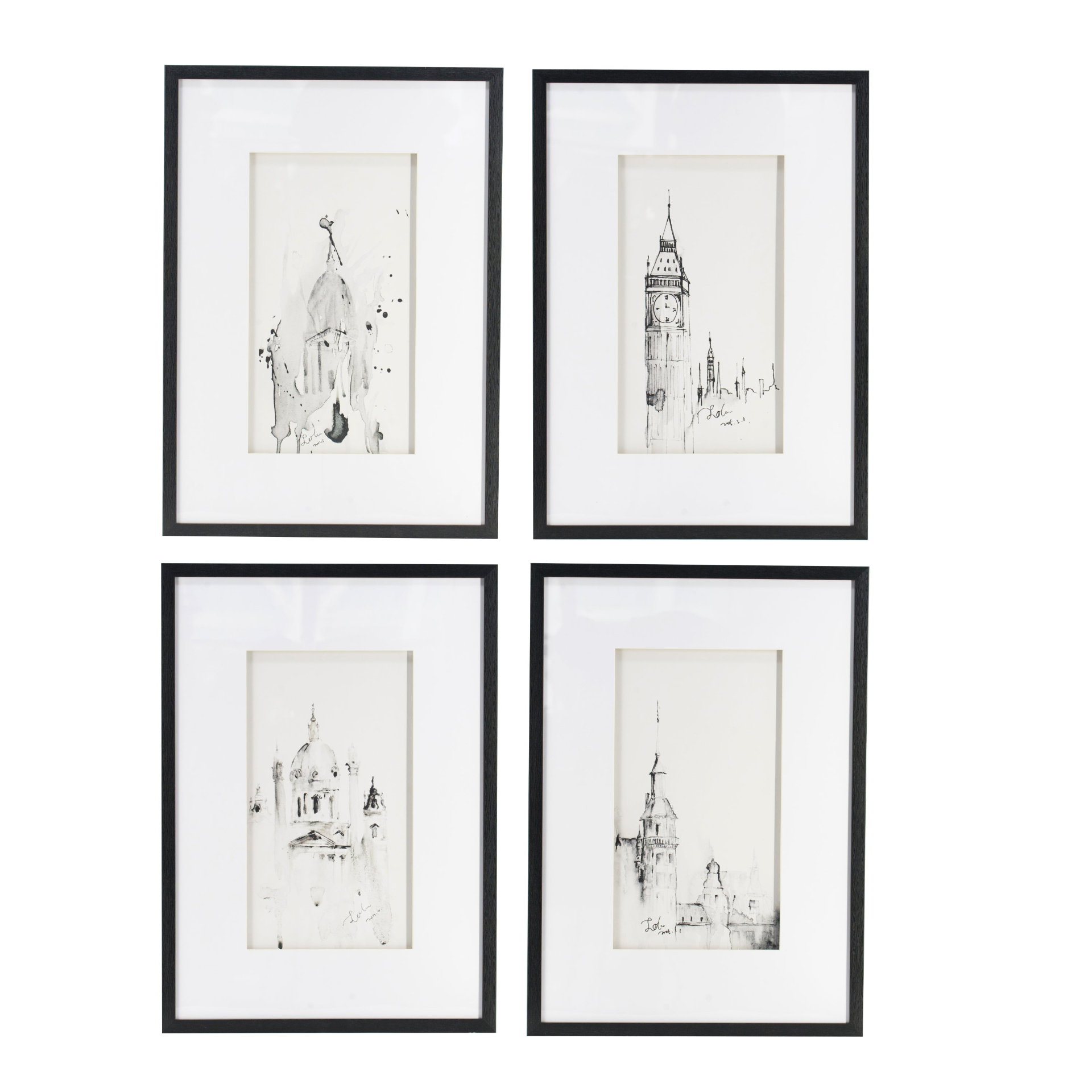 Set of 4 Architecture Wall Art Prints, Home Decor Art for Living Room Dining Room  Entryway, 20" x 28"