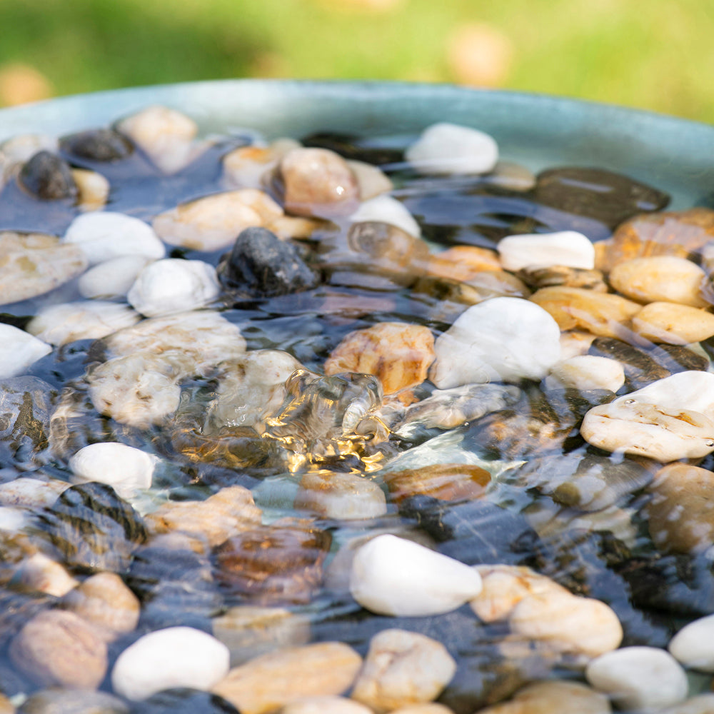 19x19x26" Contemporary Cement Water Fountain, Outdoor Bird Feeder / Bath Fountain, Antique Blue Water feature with Light For Garden, Lawn, Deck & Patio