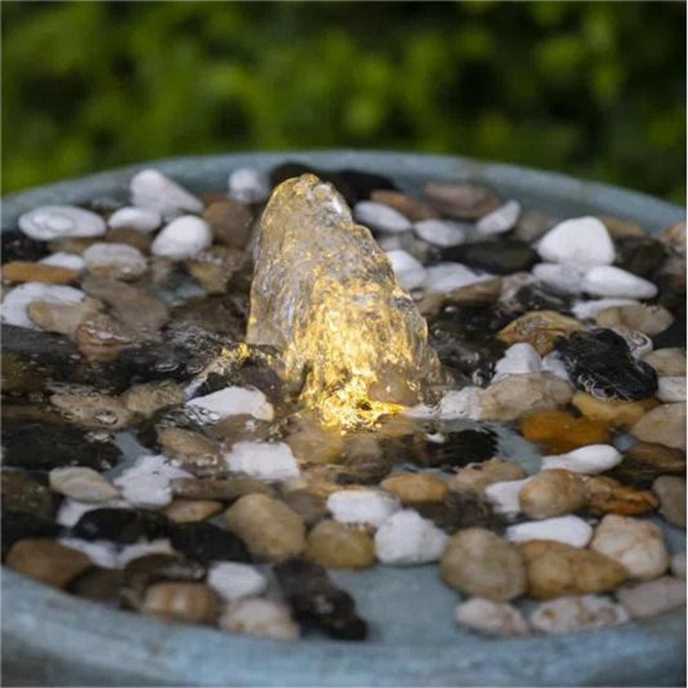 19x19x26" Contemporary Cement Water Fountain, Outdoor Bird Feeder / Bath Fountain, Antique Blue Water feature with Light For Garden, Lawn, Deck & Patio