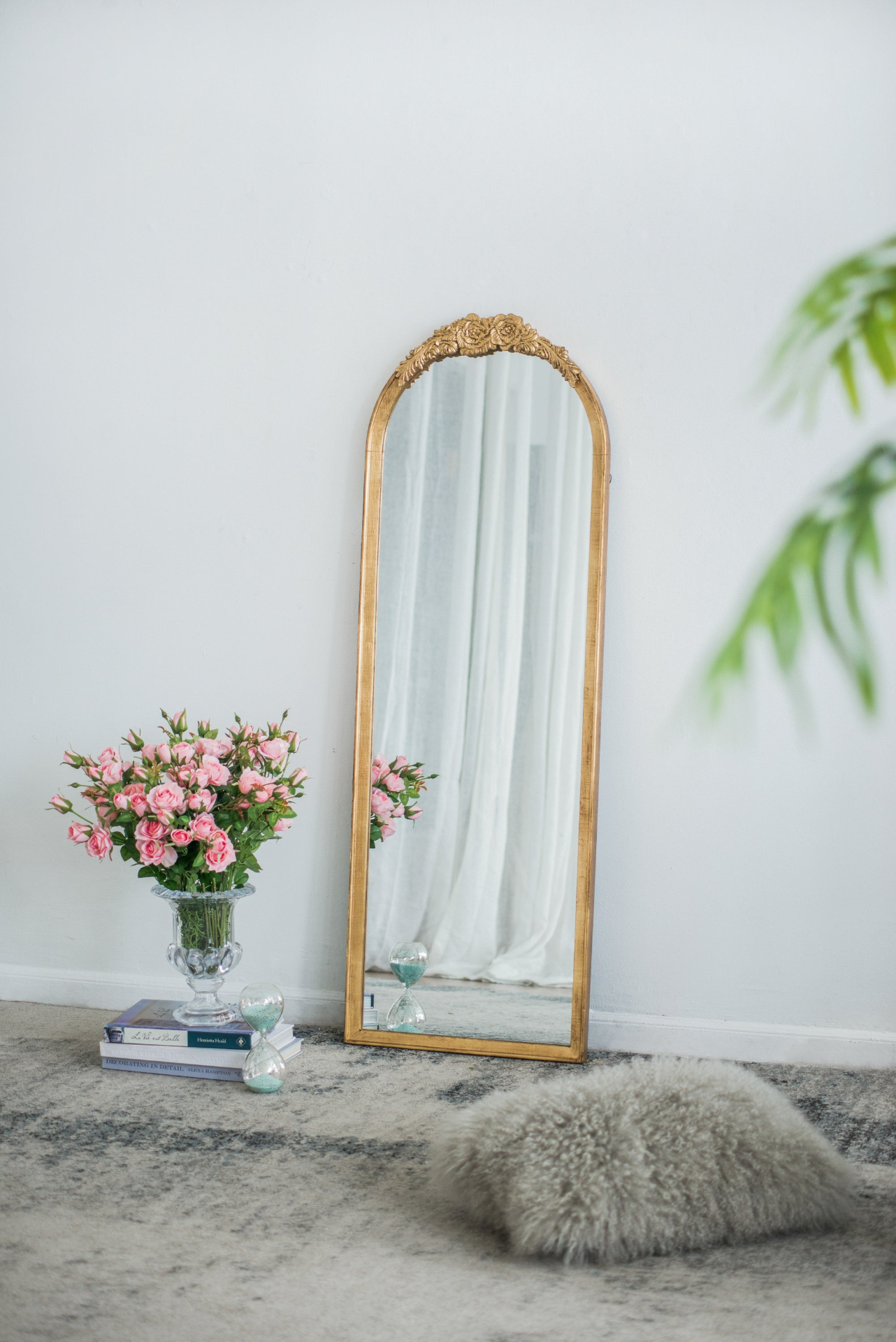 19"x56" Wood Floor Mirror, Full Body Mirror Dressing Make up Mirror for Bathroom Bedroom Living Room