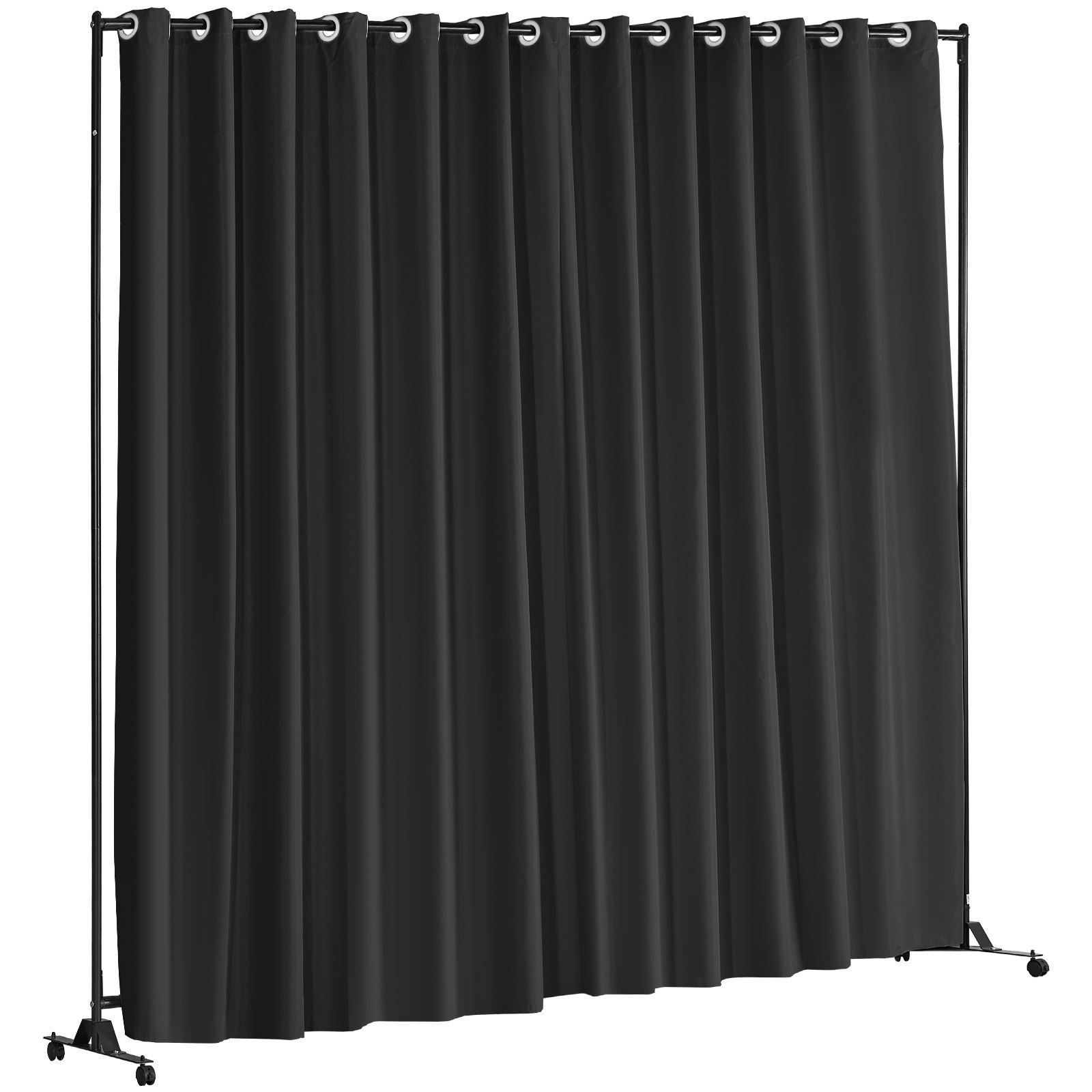 VEVOR Room Divider, 8 ft x 10 ft Portable Panel Room Divider with Wheels Curtain Divider Stand, Room Divider Privacy Screen for Office, Bedroom, Dining Room, Study, Black