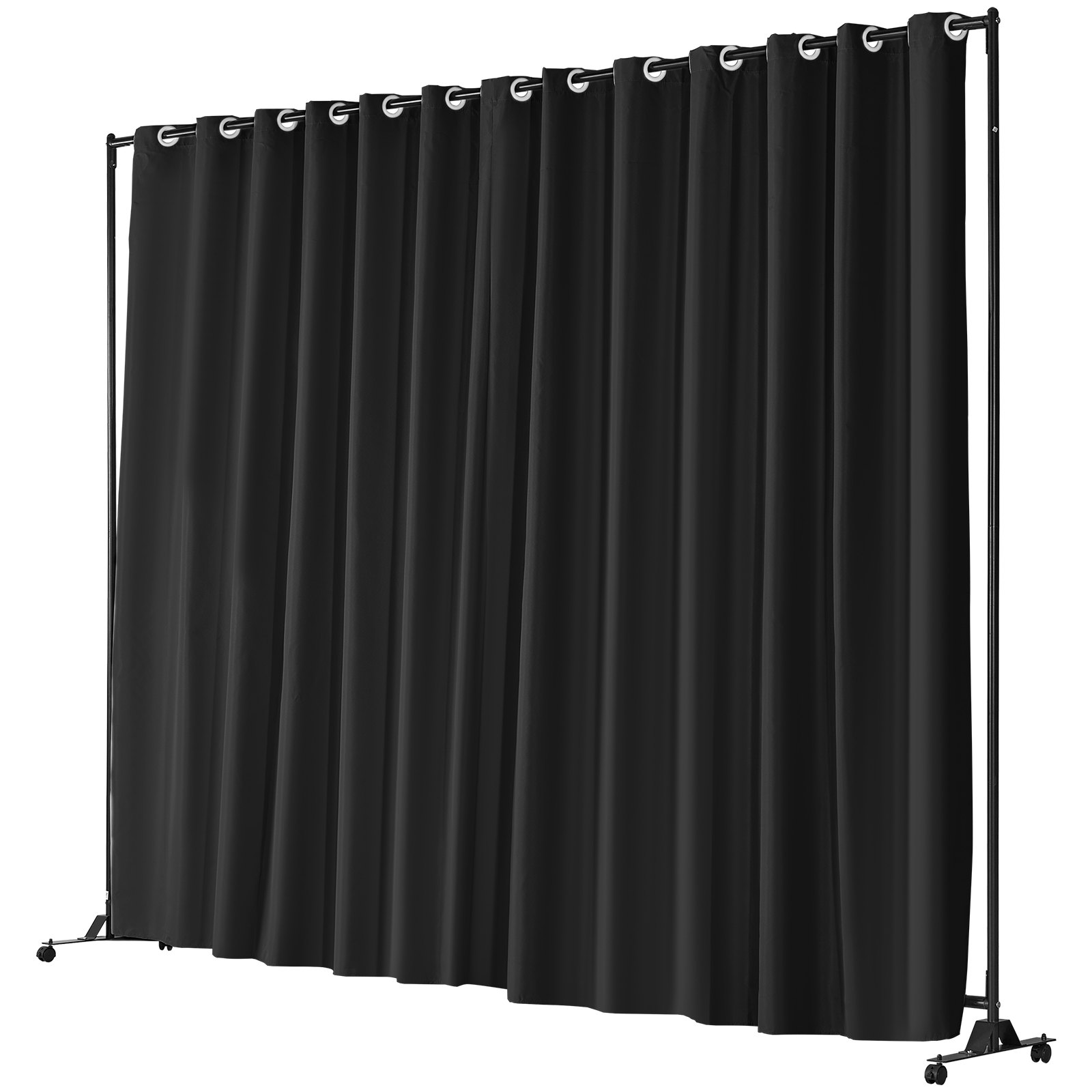 VEVOR Room Divider, 8 ft x 10 ft Portable Panel Room Divider with Wheels Curtain Divider Stand, Room Divider Privacy Screen for Office, Bedroom, Dining Room, Study, Black