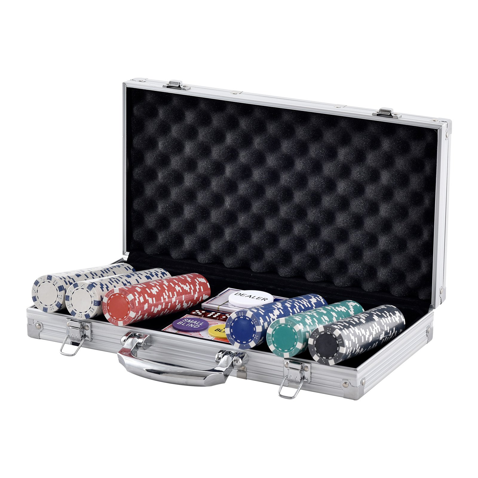 VEVOR Poker Chip Set, 300-Piece Poker Set, Complete Poker Playing Game Set with Aluminum Carrying  Case, 11.5 Gram Casino Chips, Cards, Buttons and Dices, for Texas Hold'em, Blackjack, Gambling