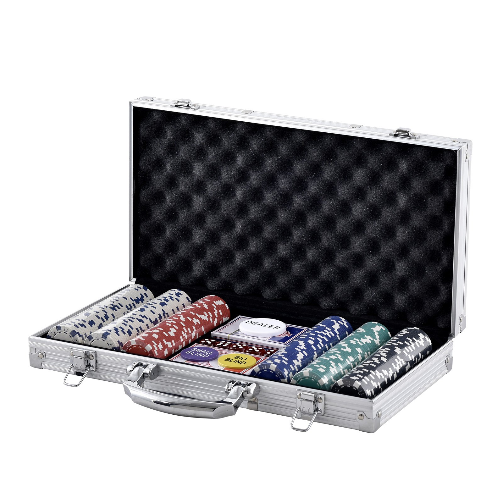 VEVOR Poker Chip Set, 300-Piece Poker Set, Complete Poker Playing Game Set with Aluminum Carrying  Case, 11.5 Gram Casino Chips, Cards, Buttons and Dices, for Texas Hold'em, Blackjack, Gambling